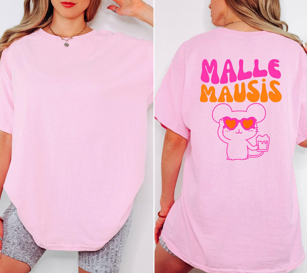 Malle Mausis Shirt pink orange, Malle Shirt 2026, Malle Shirts, Mallorca T Shirts, Bier Shirt, Gruppenshirt, Mausi, Mäuse, Maus, Damen Sonne