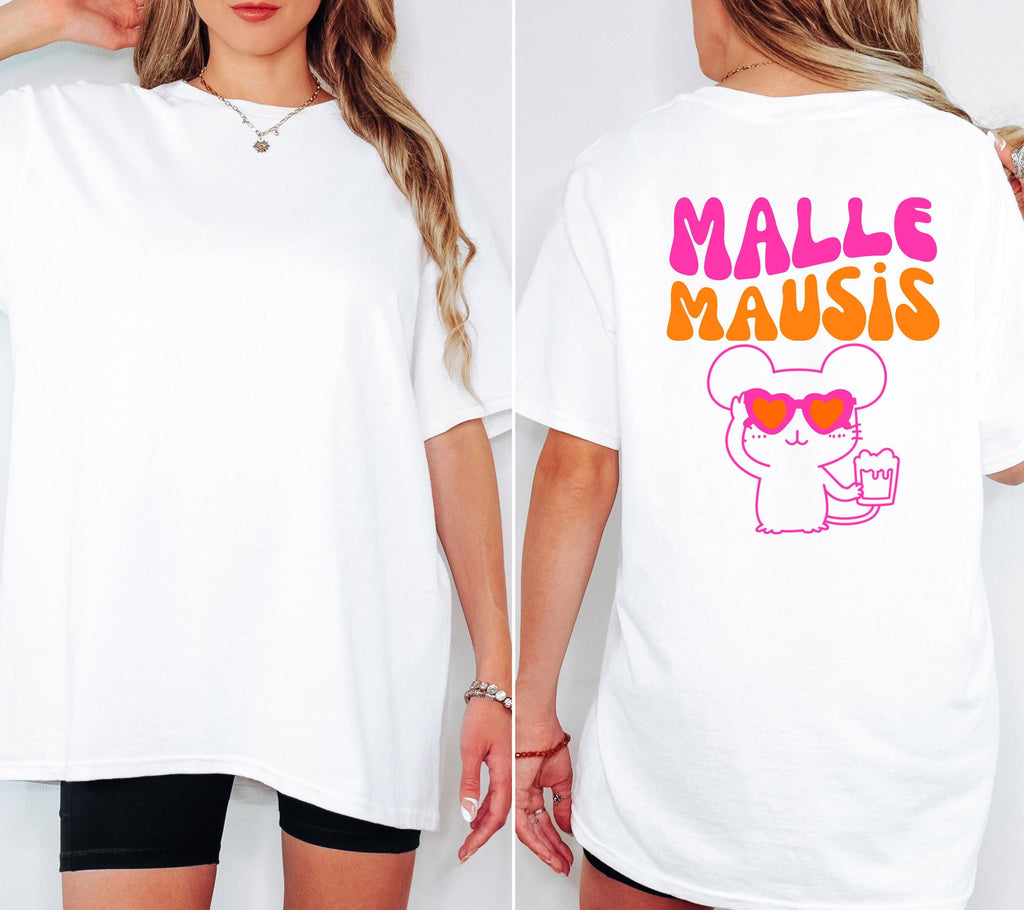 Malle Mausis Shirt pink orange, Malle Shirt 2026, Malle Shirts, Mallorca T Shirts, Bier Shirt, Gruppenshirt, Mausi, Mäuse, Maus, Damen Sonne