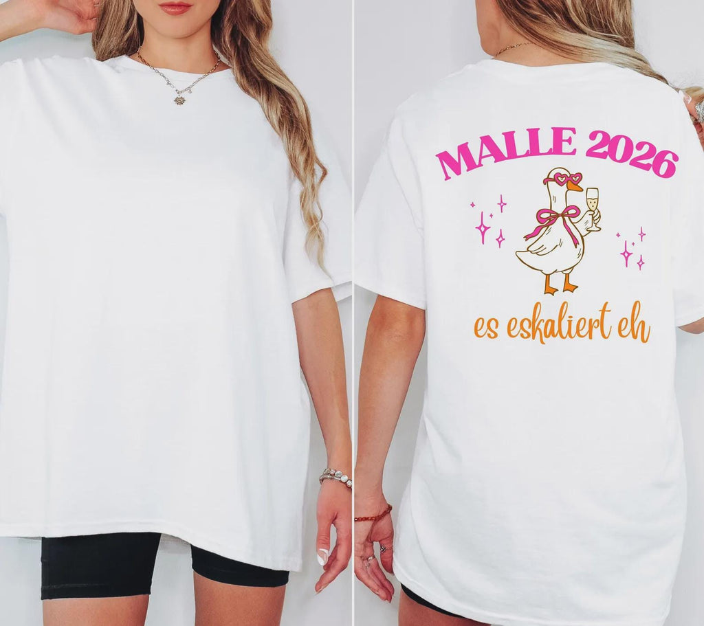 Malle Shirt, Ente, Malle 2026, Malle Shirts, es eskaliert eh, Mallorca T-Shirt, Bier Shirt, Gruppenshirt, lustige Shirts, Frauen, Männer
