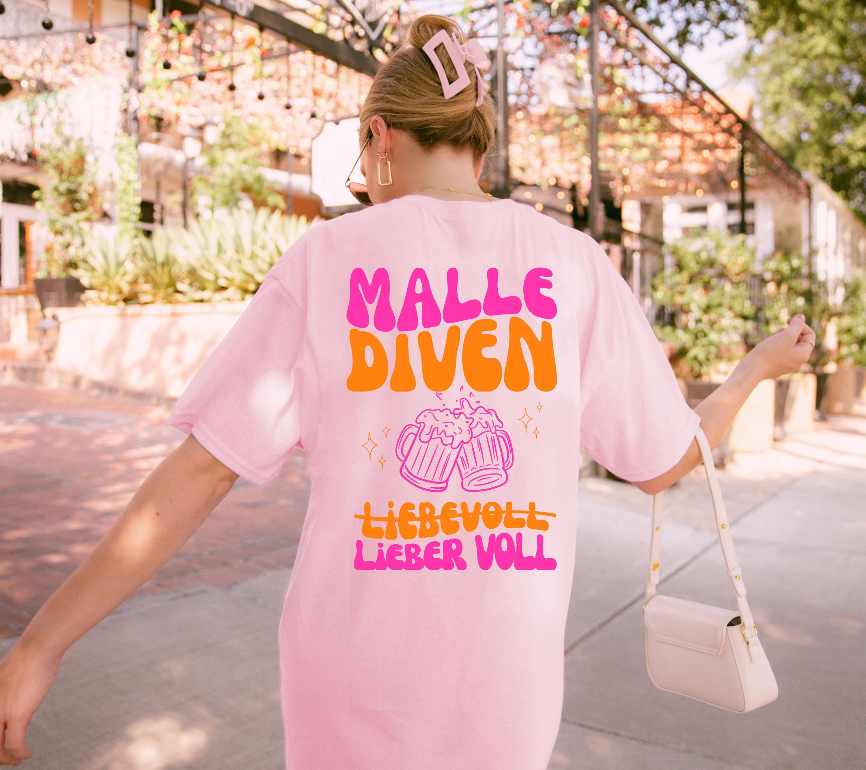 Malle Shirt, Malle Diven, liebevoll lieber voll, Malle 2026, Malle T Shirt, Mallorca Shirts Backprint, Sekt Shirt, Gruppenshirt, pink orange