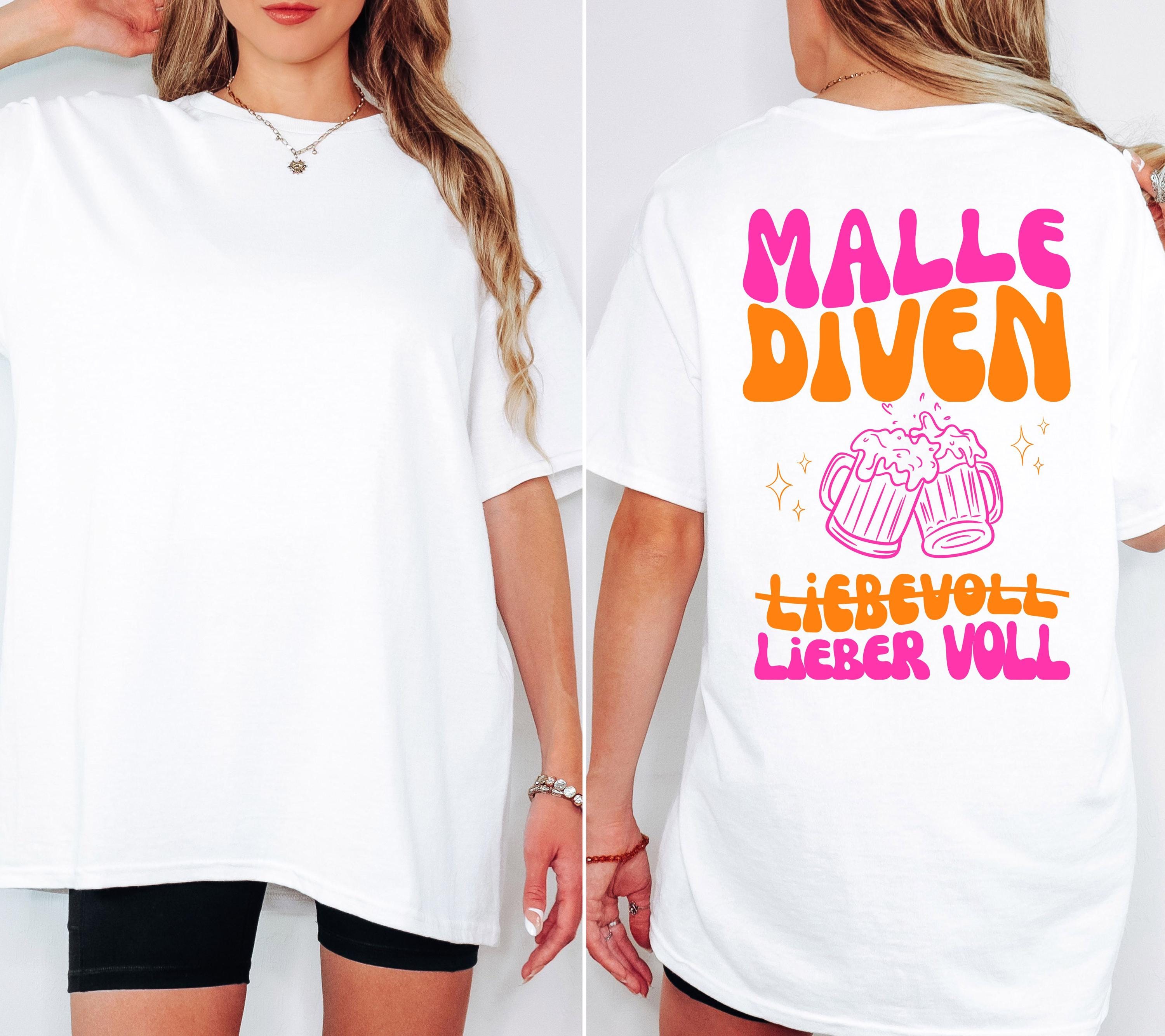Malle Shirt, Malle Diven, liebevoll lieber voll, Malle 2026, Malle T Shirt, Mallorca Shirts Backprint, Sekt Shirt, Gruppenshirt, pink orange