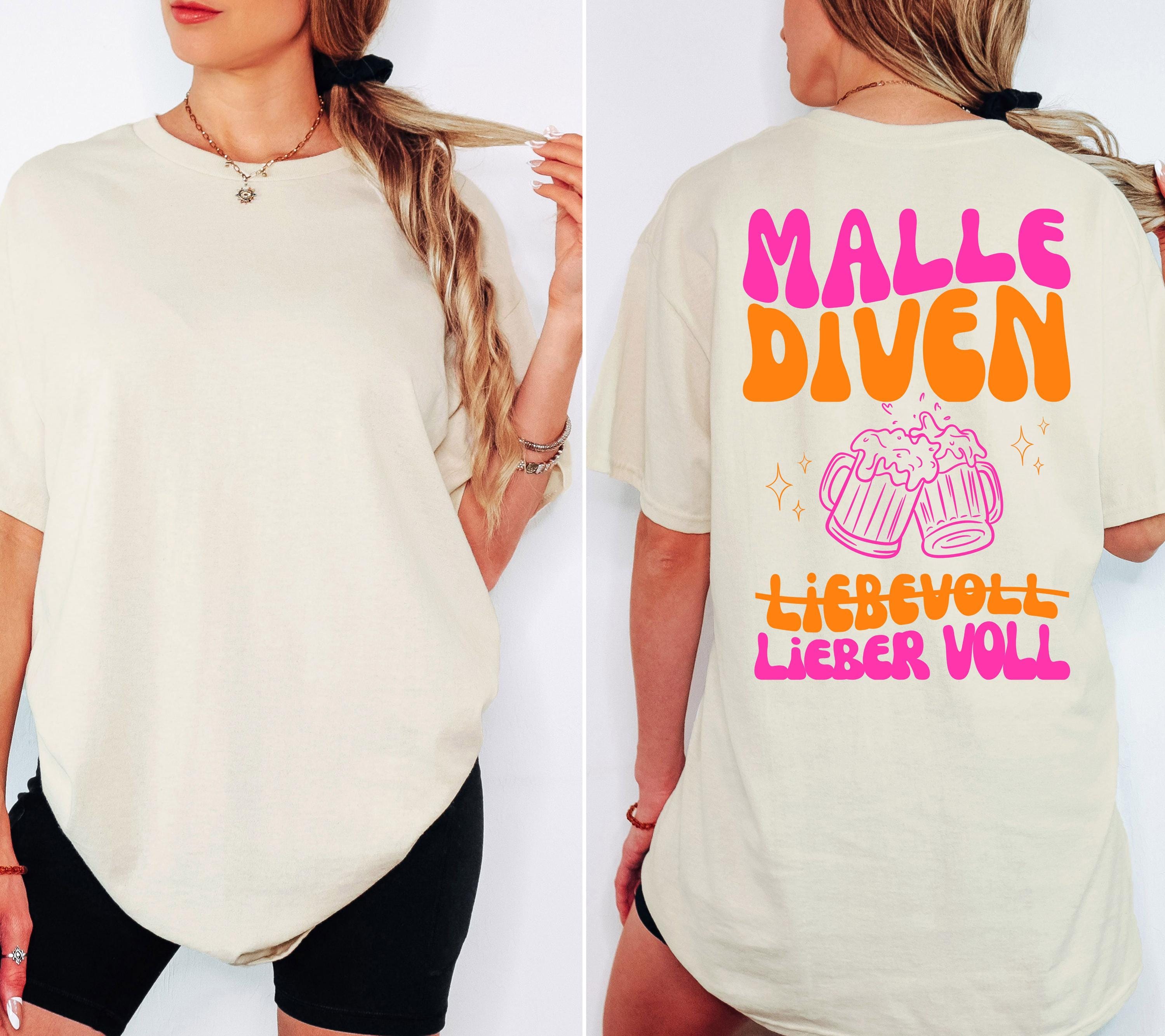 Malle Shirt, Malle Diven, liebevoll lieber voll, Malle 2026, Malle T Shirt, Mallorca Shirts Backprint, Sekt Shirt, Gruppenshirt, pink orange