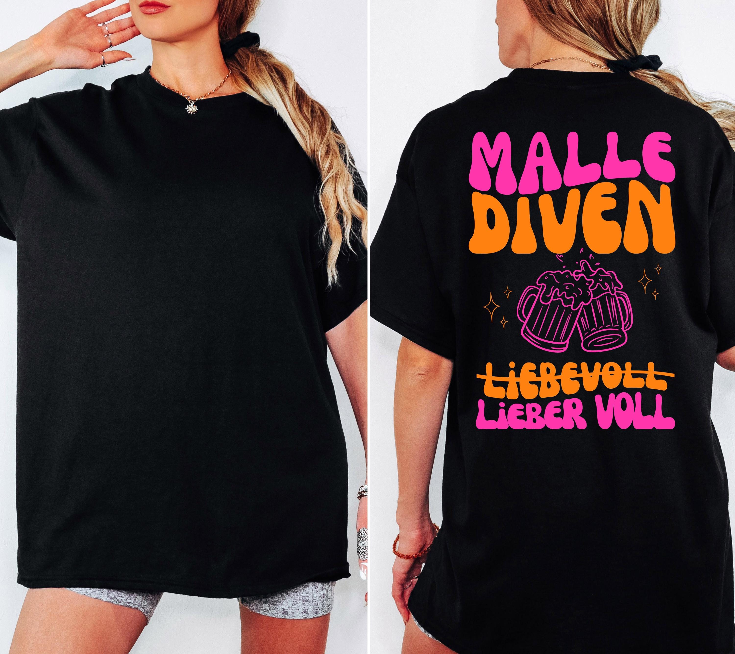 Malle Shirt, Malle Diven, liebevoll lieber voll, Malle 2026, Malle T Shirt, Mallorca Shirts Backprint, Sekt Shirt, Gruppenshirt, pink orange