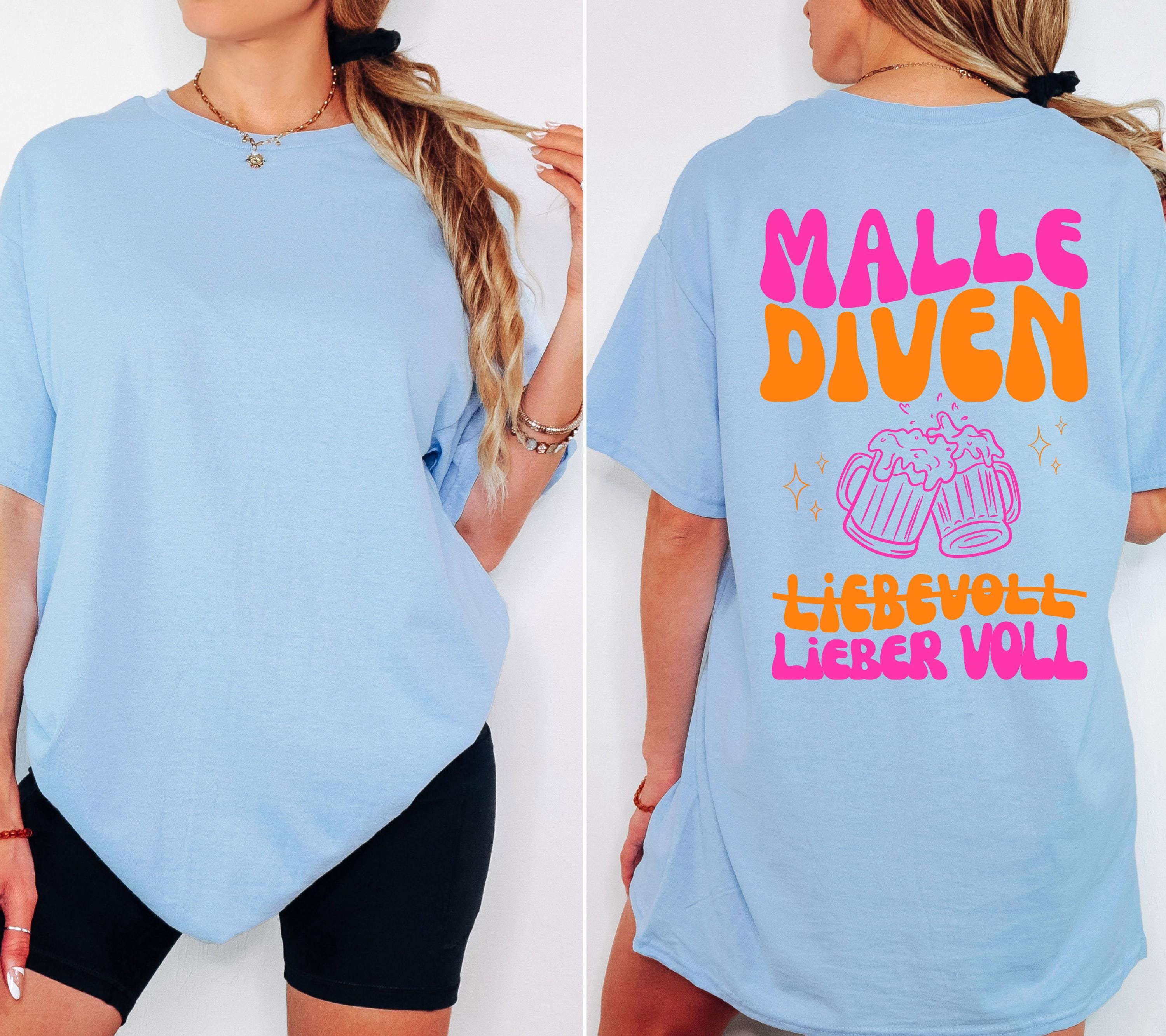 Malle Shirt, Malle Diven, liebevoll lieber voll, Malle 2026, Malle T Shirt, Mallorca Shirts Backprint, Sekt Shirt, Gruppenshirt, pink orange