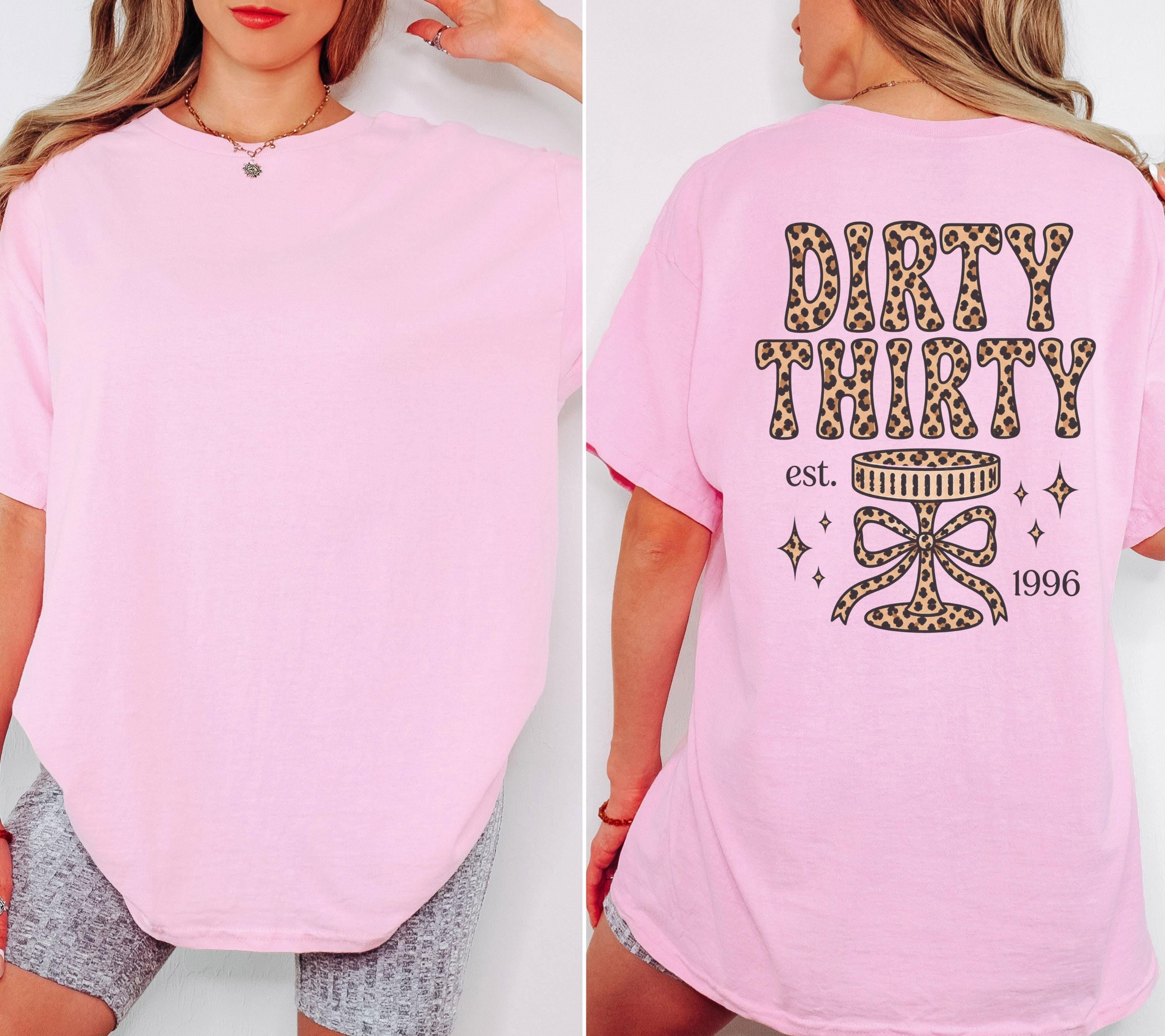 Geburtstagsshirt, Dirty Thirty Shirt, Leo Muster, est 1996, personalisiertes 30. Geburtstag Shirt, Geschenkidee Geburtstag dreißig, 30 Jahre