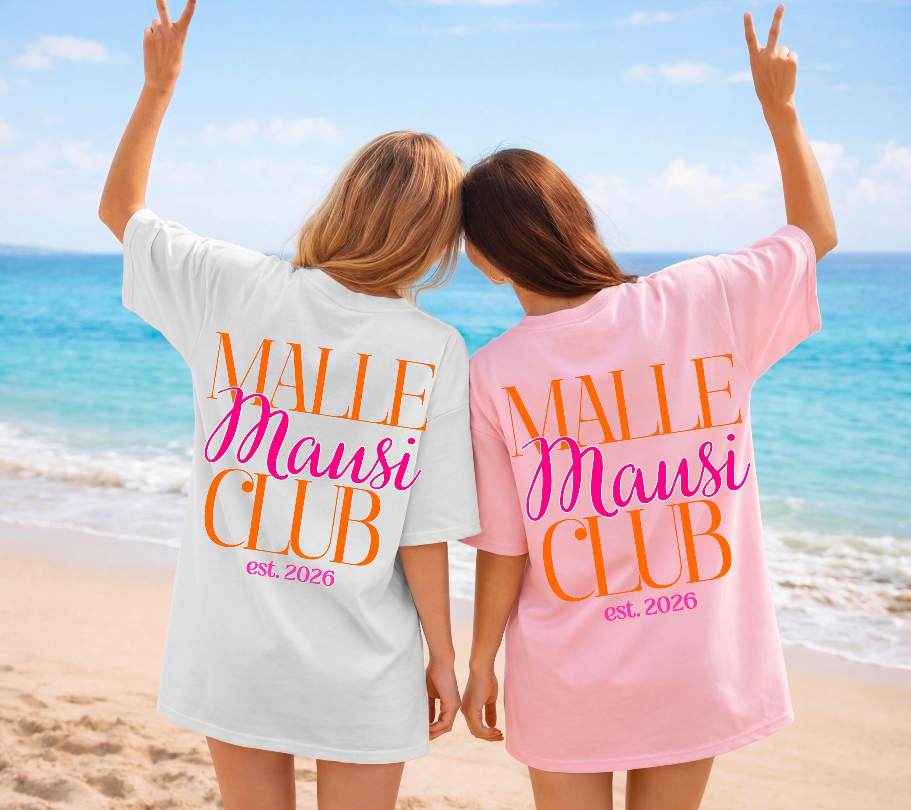 Malle Mausi Shirt, pink orange, Malle Shirt 2026, Malle Shirts, Mallorca T Shirts, Bier Shirt, Gruppenshirt, Mäuse, Damen, Frauen, Playa