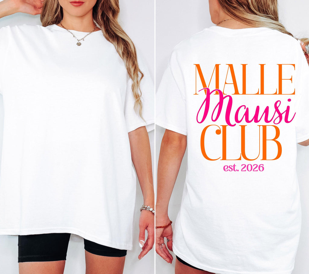 Malle Mausi Shirt, pink orange, Malle Shirt 2026, Malle Shirts, Mallorca T Shirts, Bier Shirt, Gruppenshirt, Mäuse, Damen, Frauen, Playa