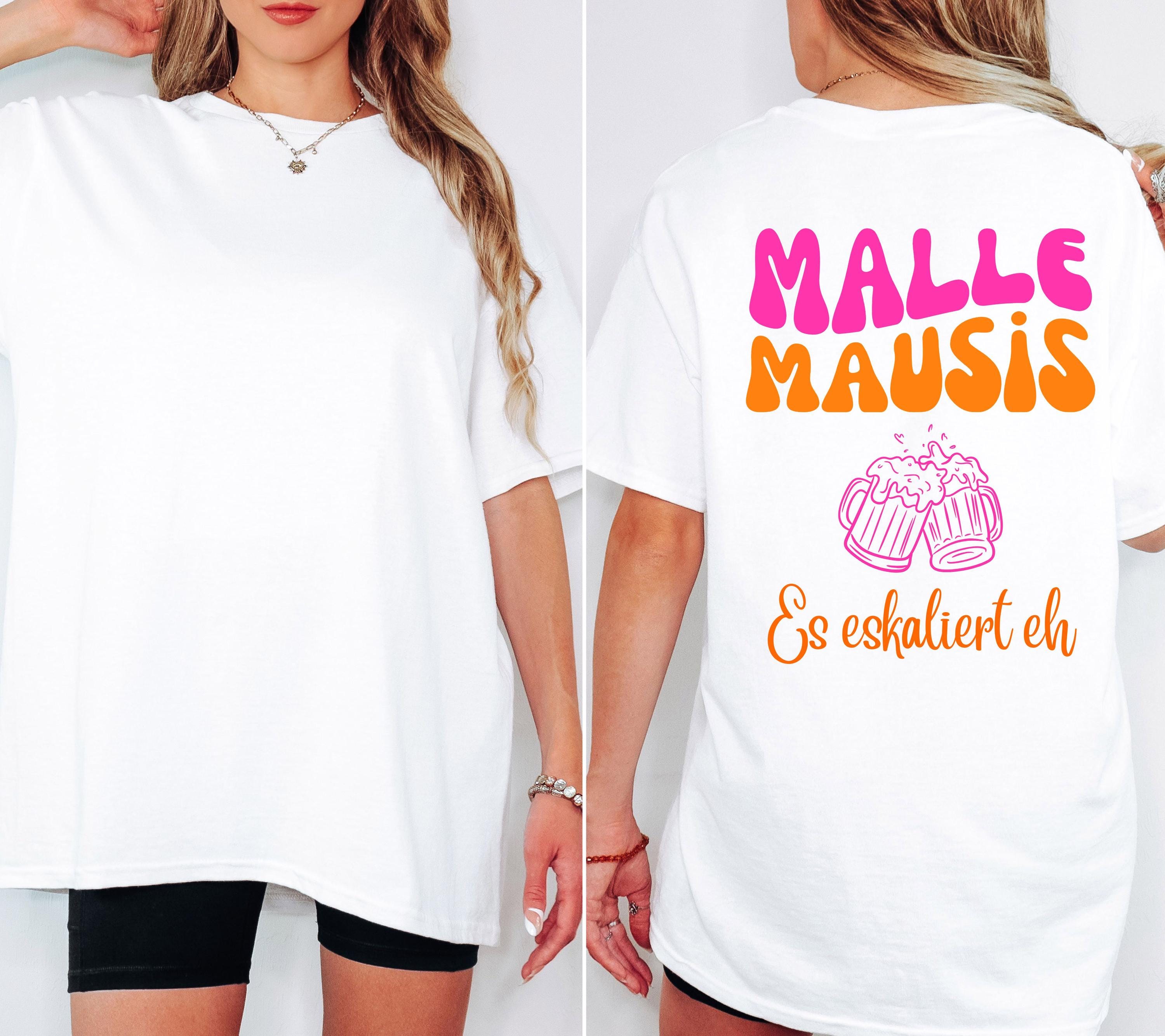 Malle Mausis Shirt, es eskaliert eh, Malle 2026, Malle Shirts pink orange, Mallorca T Shirts, Bier Shirt, Gruppenshirt, Mausi, Mäuse, Damen