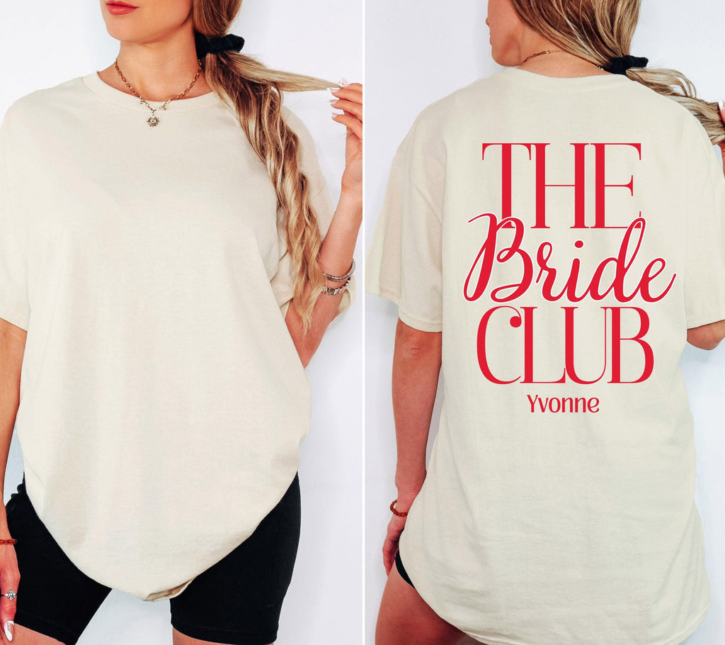 JGA T-Shirt, Junggesellinnenabschied Shirts Personalisiert, Backprint, Crew, Braut Shirt mit Name, JGA Frauen, JGA Outfit, Hochzeit, Bride