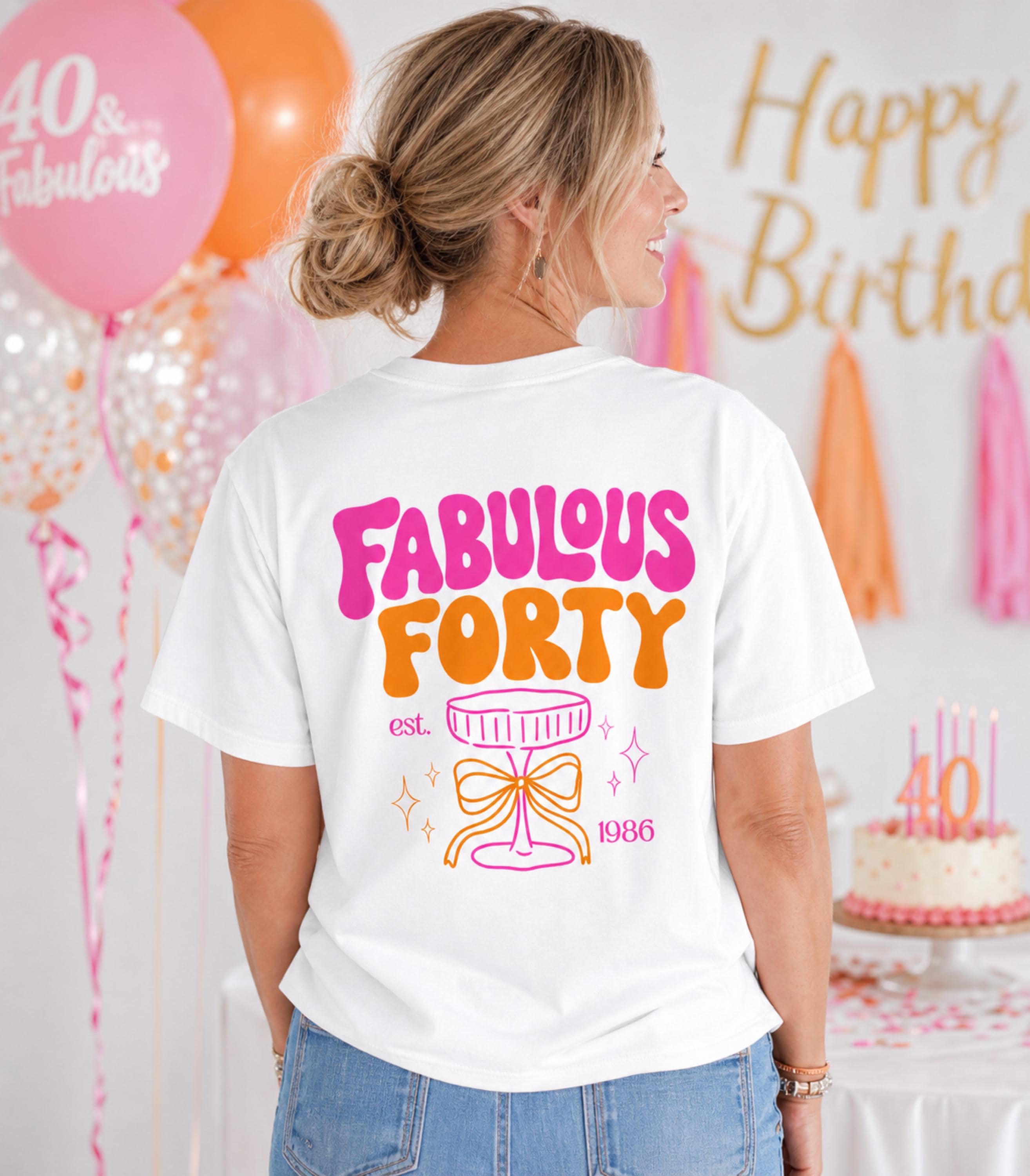 Geburtstagsshirt, Fabulous Forty Shirt, est 1986, personalisiertes 40. Geburtstag Shirt, Geschenkidee Geburtstag vierzig, 40 Jahre Birthday