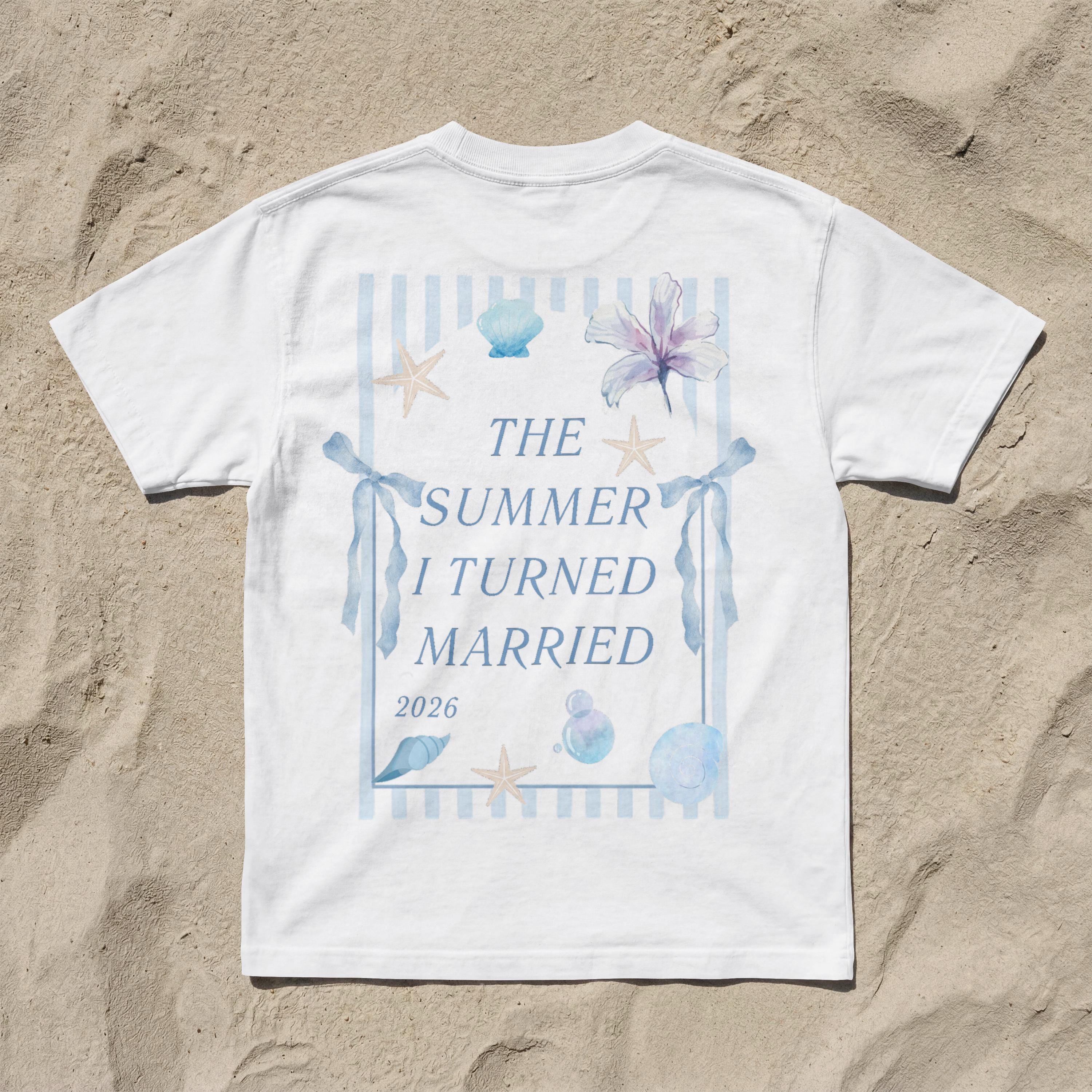 The summer I turned married, JGA Shirt blau, Junggesellinnenabschied Shirts, JGA Shirts Frauen, Team Bride, Braut Shirt, Hochzeit Shirt