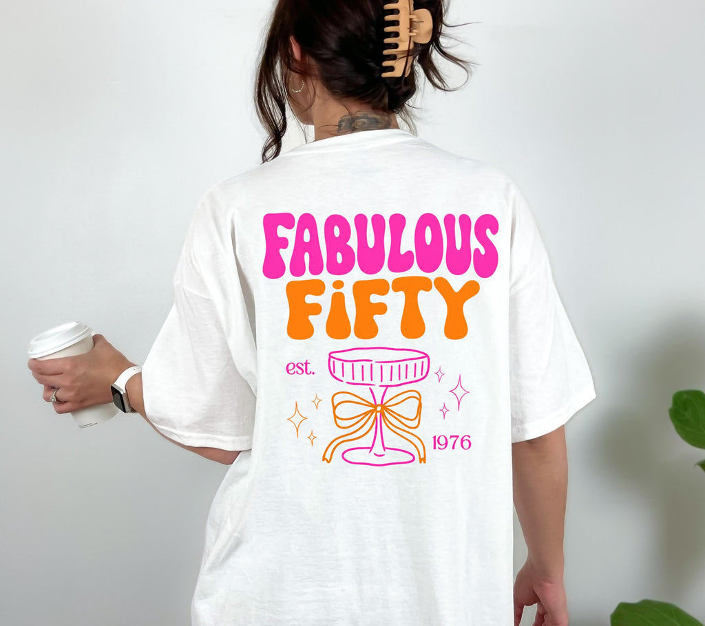 Geburtstagsshirt, Fabulous Fifty Shirt, est 1976, personalisiertes 50. Geburtstag Shirt, Geschenkidee Geburtstag fünfzig, 50 Jahre Birthday