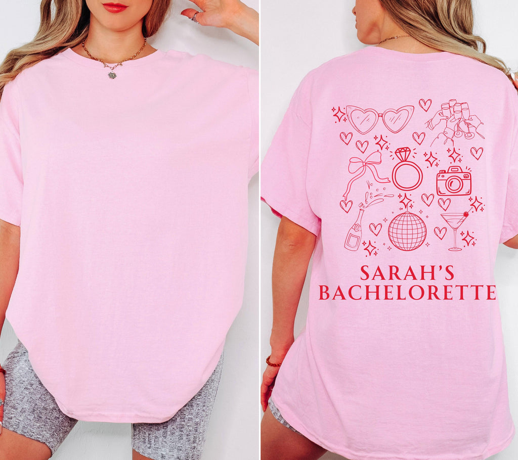 JGA T-Shirt, Junggesellinnenabschied Shirts, Braut T-Shirt, Backprint, Bride Shirt, JGA Frauen, Team Shirts, Hochzeit, JGA Shirt mit Namen