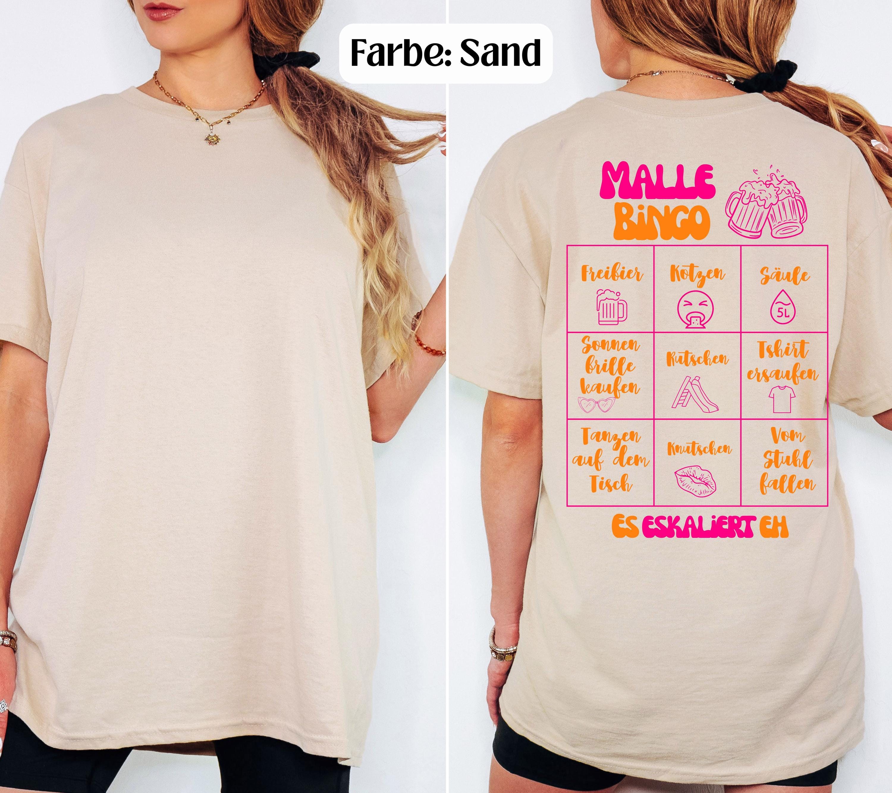 Malle Shirt, Malle Bingo, es eskaliert eh, Backprint, Gruppenshirt, Malle TShirts, personalisiert, Mallorca Shirts, Sekt Shirt, Sauf T Shirt