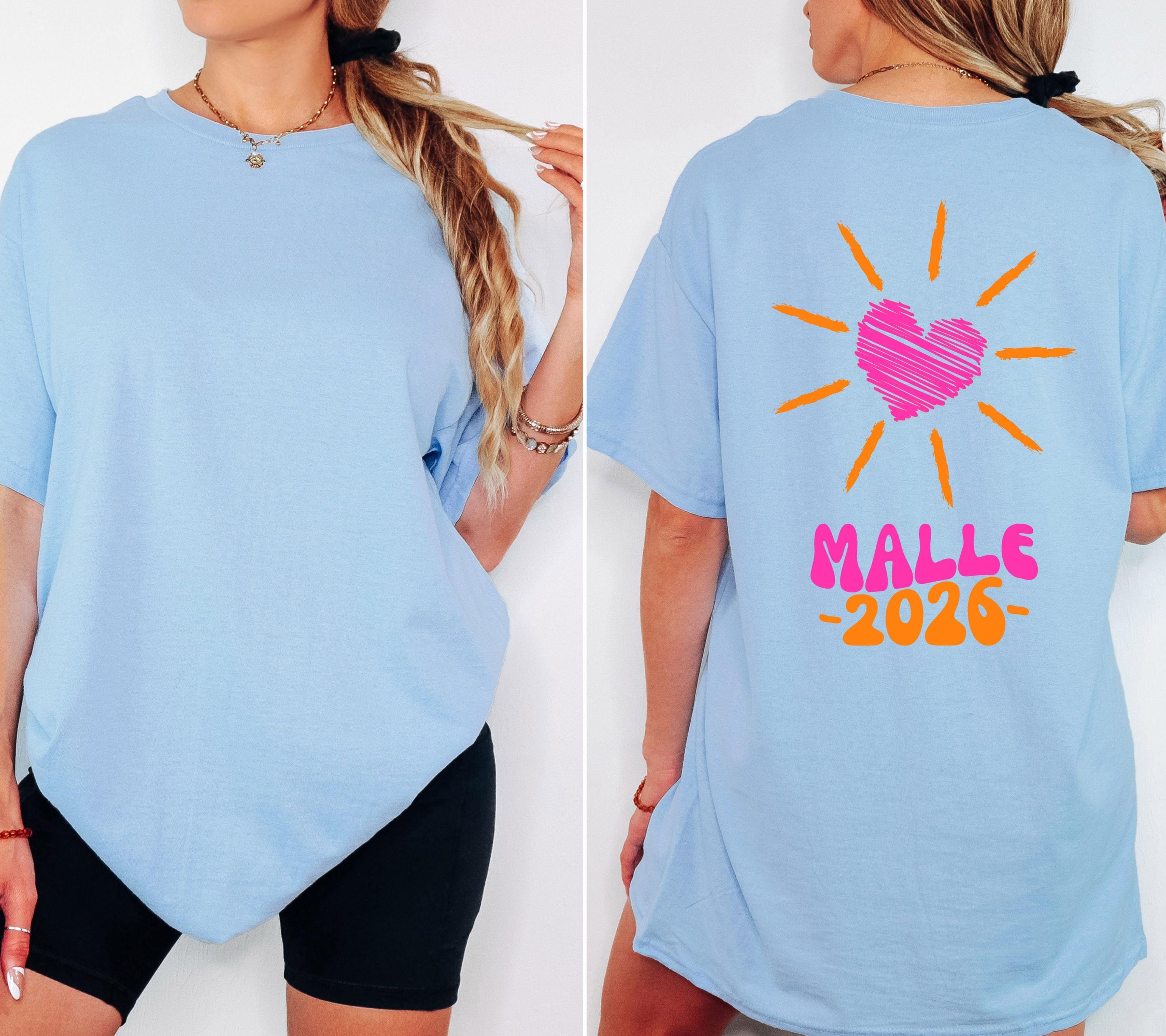 Malle Shirt, Malle 2026, Malle T Shirt, Mallorca Shirts, Bier Shirt, Sauf T Shirt, Gruppenshirt, Sommer, Sonne, Herz, Frauen, pink orange