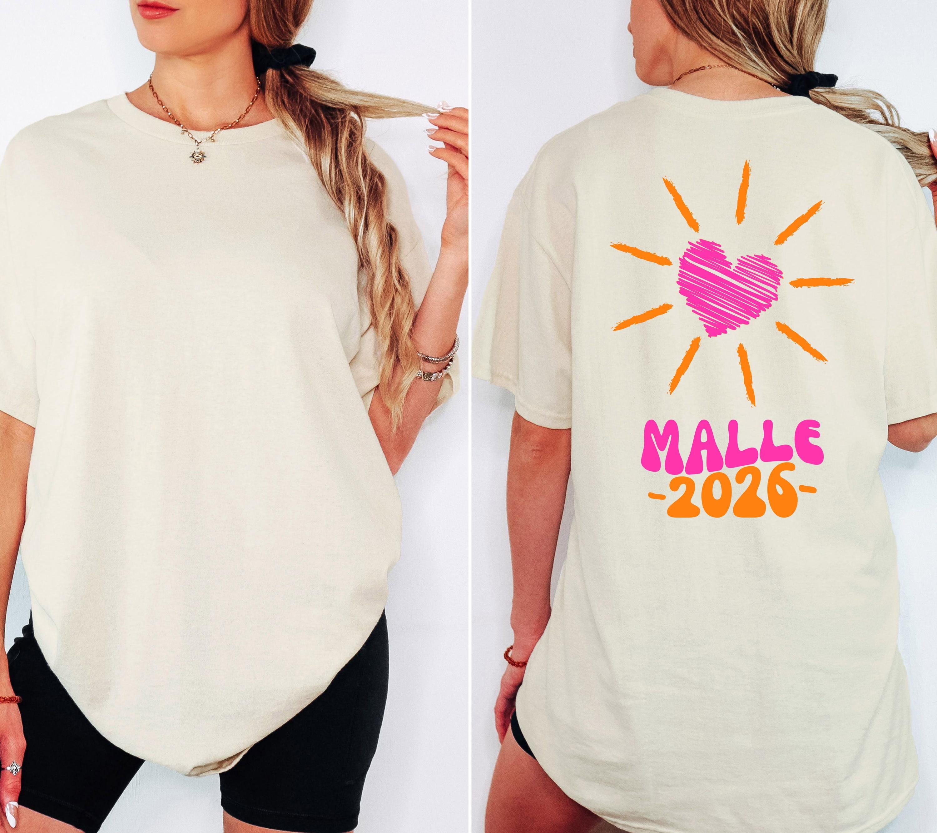 Malle Shirt, Malle 2026, Malle T Shirt, Mallorca Shirts, Bier Shirt, Sauf T Shirt, Gruppenshirt, Sommer, Sonne, Herz, Frauen, pink orange