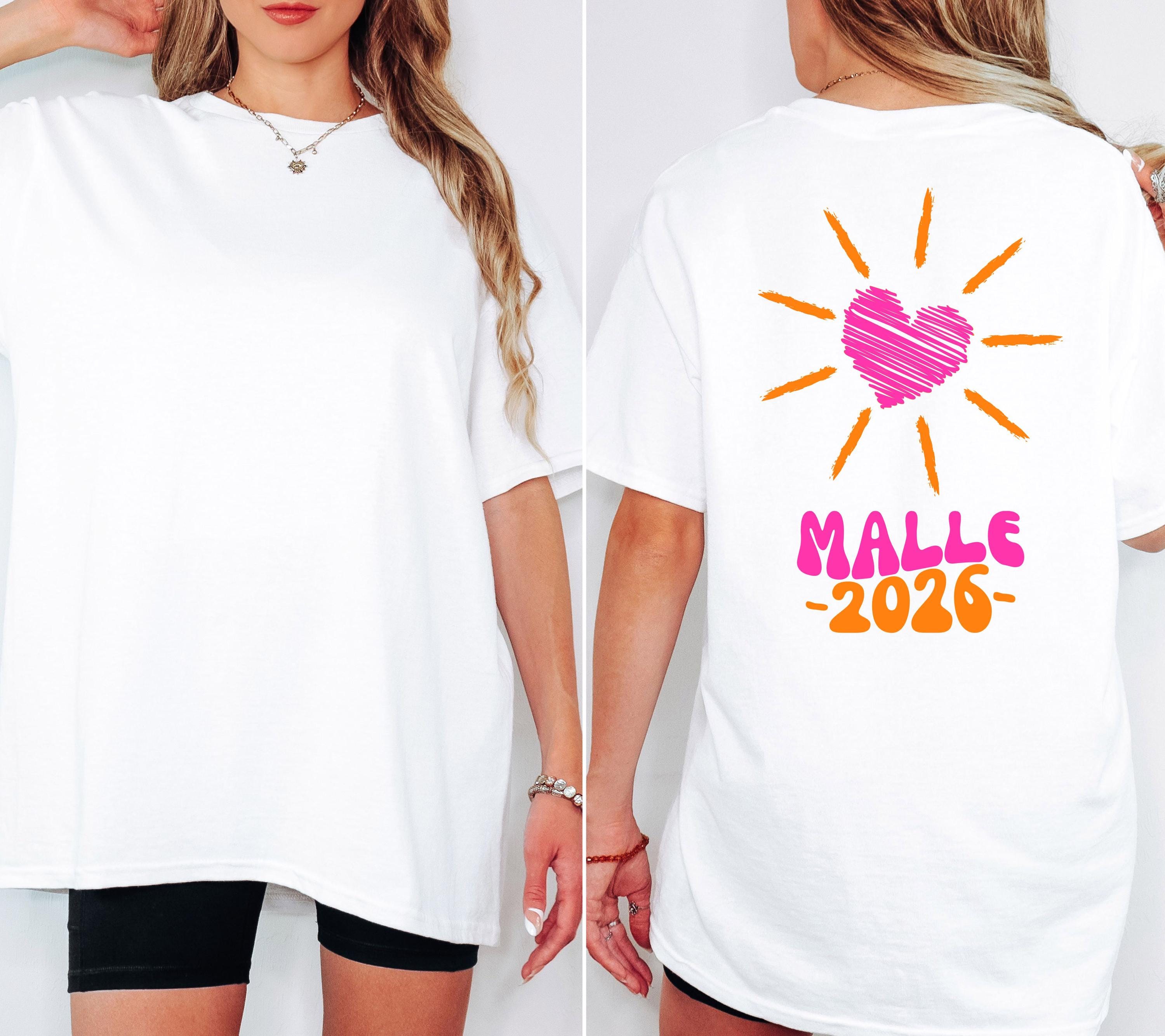 Malle Shirt, Malle 2026, Malle T Shirt, Mallorca Shirts, Bier Shirt, Sauf T Shirt, Gruppenshirt, Sommer, Sonne, Herz, Frauen, pink orange