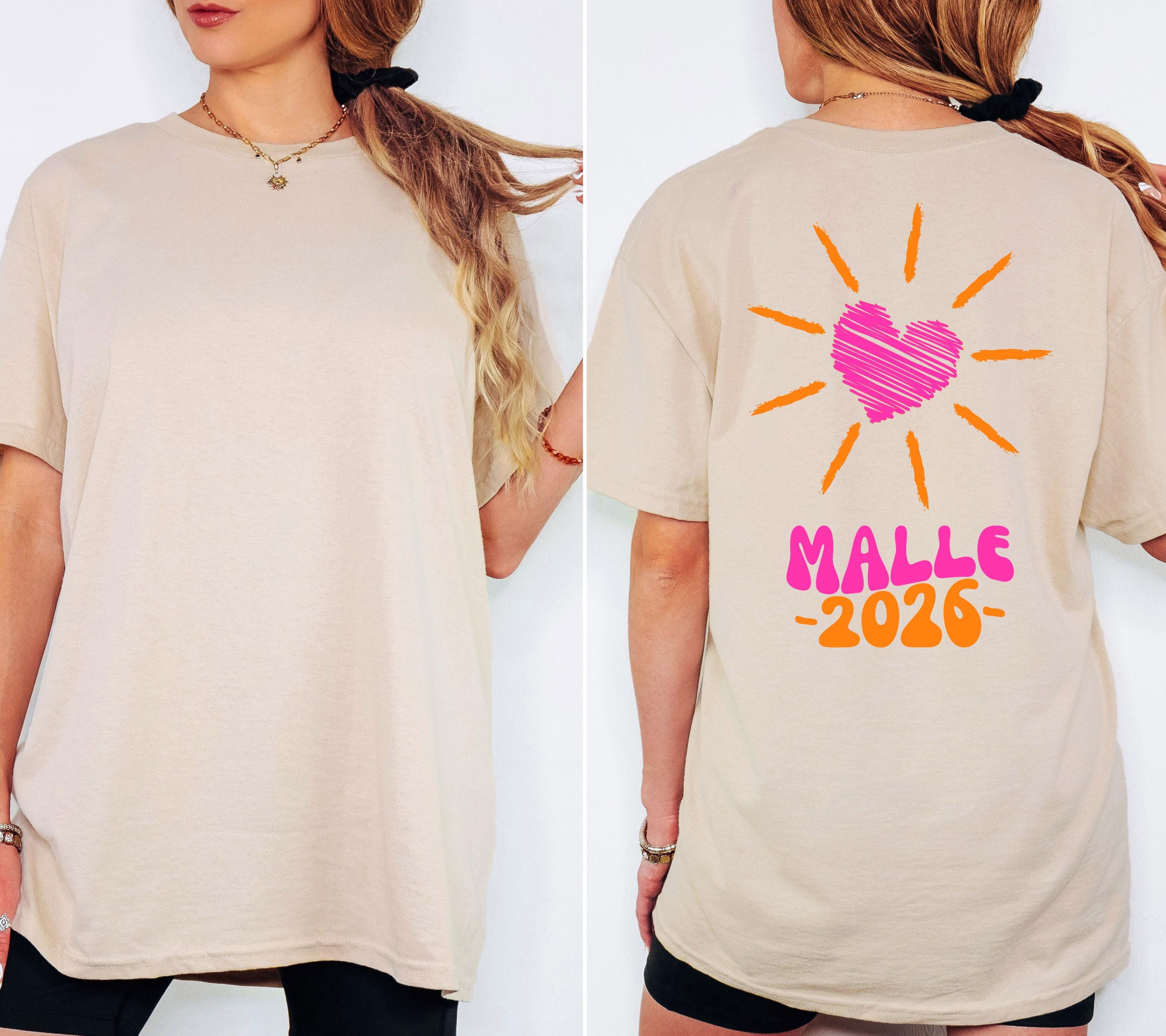 Malle Shirt, Malle 2026, Malle T Shirt, Mallorca Shirts, Bier Shirt, Sauf T Shirt, Gruppenshirt, Sommer, Sonne, Herz, Frauen, pink orange