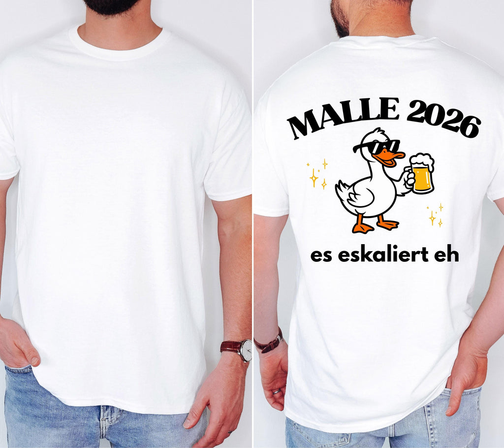 Malle Shirt, Ente, Malle 2026, Malle Shirts, es eskaliert eh, Mallorca T-Shirt, Bier Shirt, Gruppenshirt, lustige Shirts, Frauen, Männer
