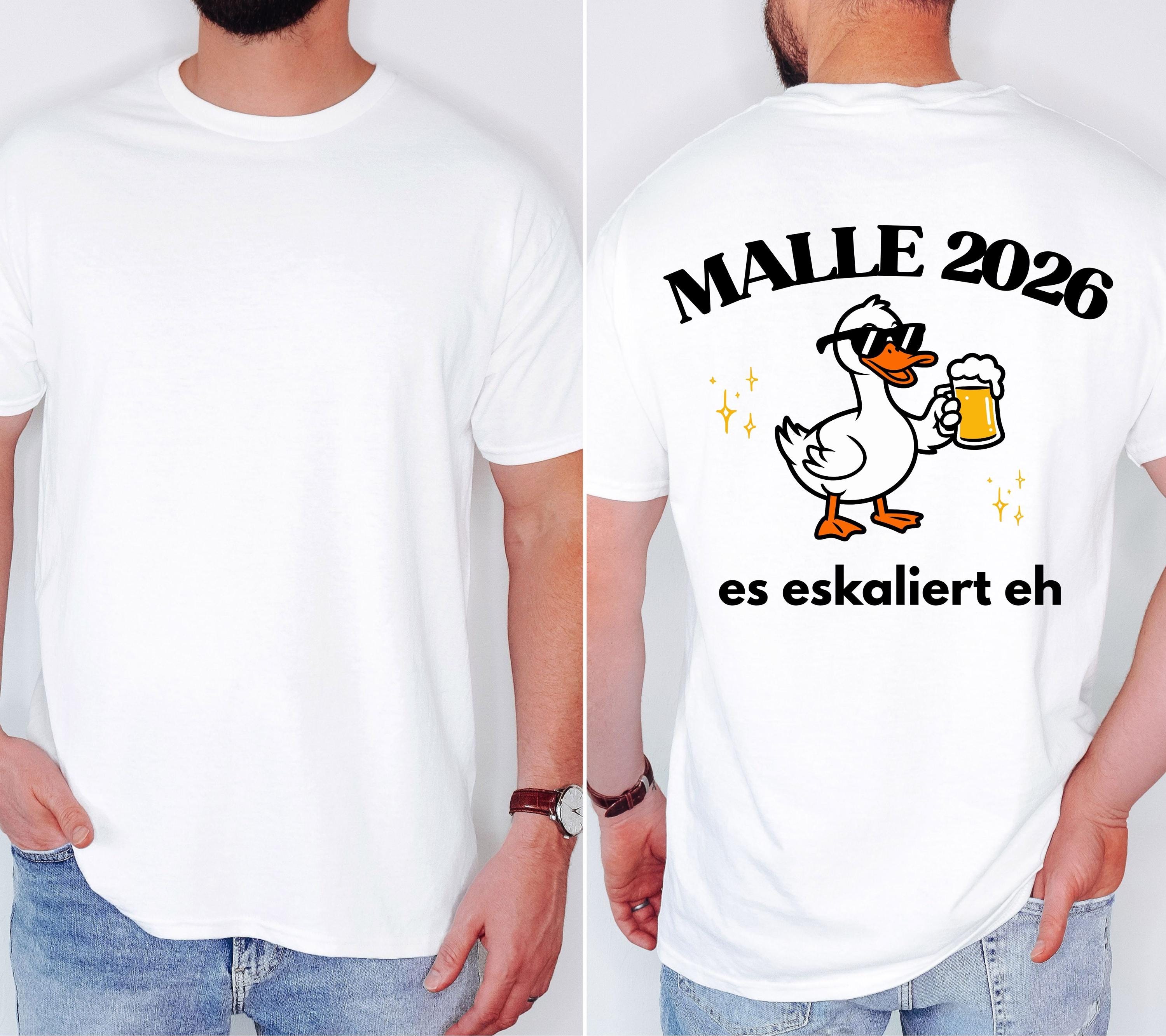 Malle Shirt, Ente, Malle 2026, Malle Shirts, es eskaliert eh, Mallorca T-Shirt, Bier Shirt, Gruppenshirt, lustige Shirts, Frauen, Männer