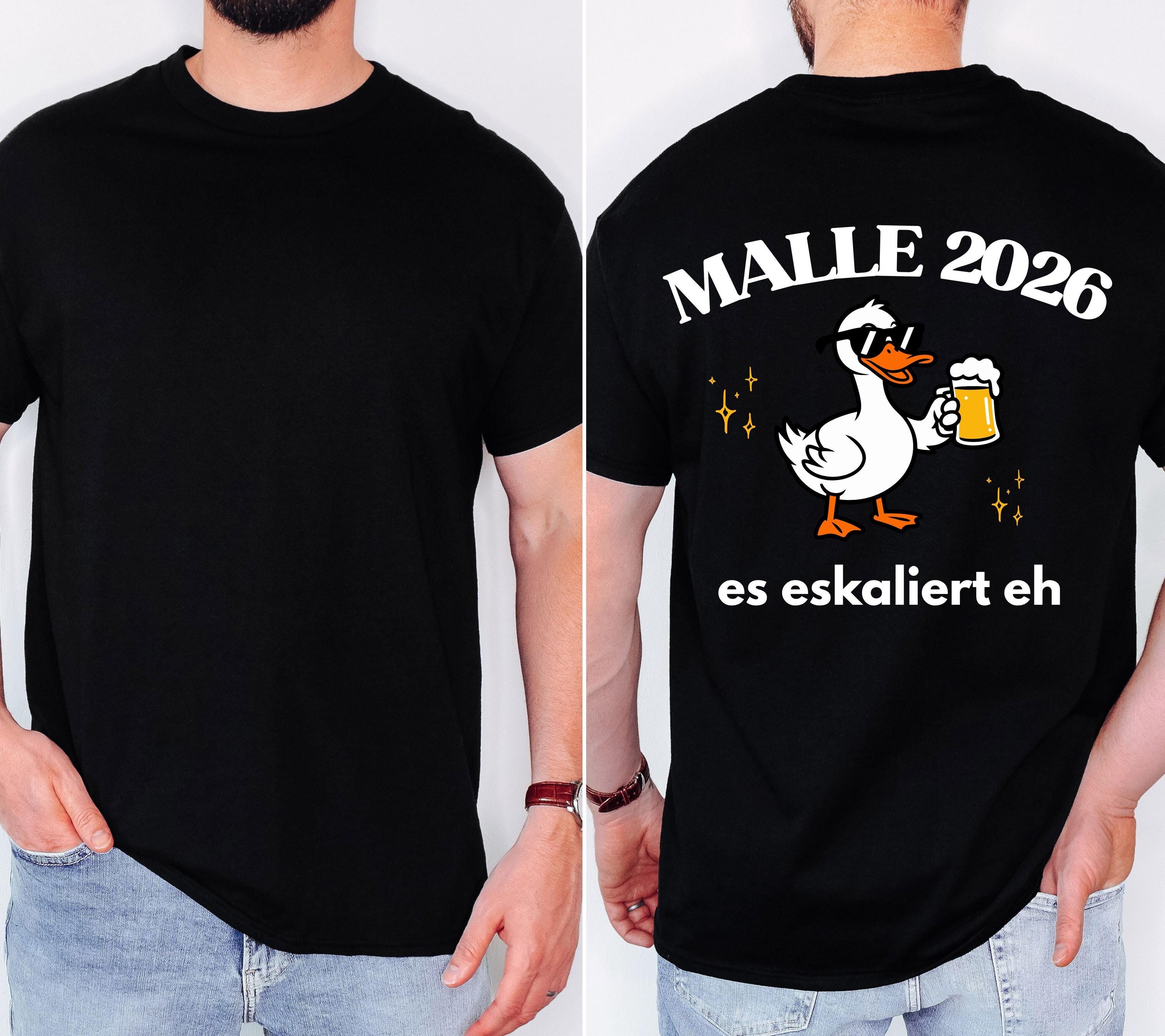 Malle Shirt, Ente, Malle 2026, Malle Shirts, es eskaliert eh, Mallorca T-Shirt, Bier Shirt, Gruppenshirt, lustige Shirts, Frauen, Männer