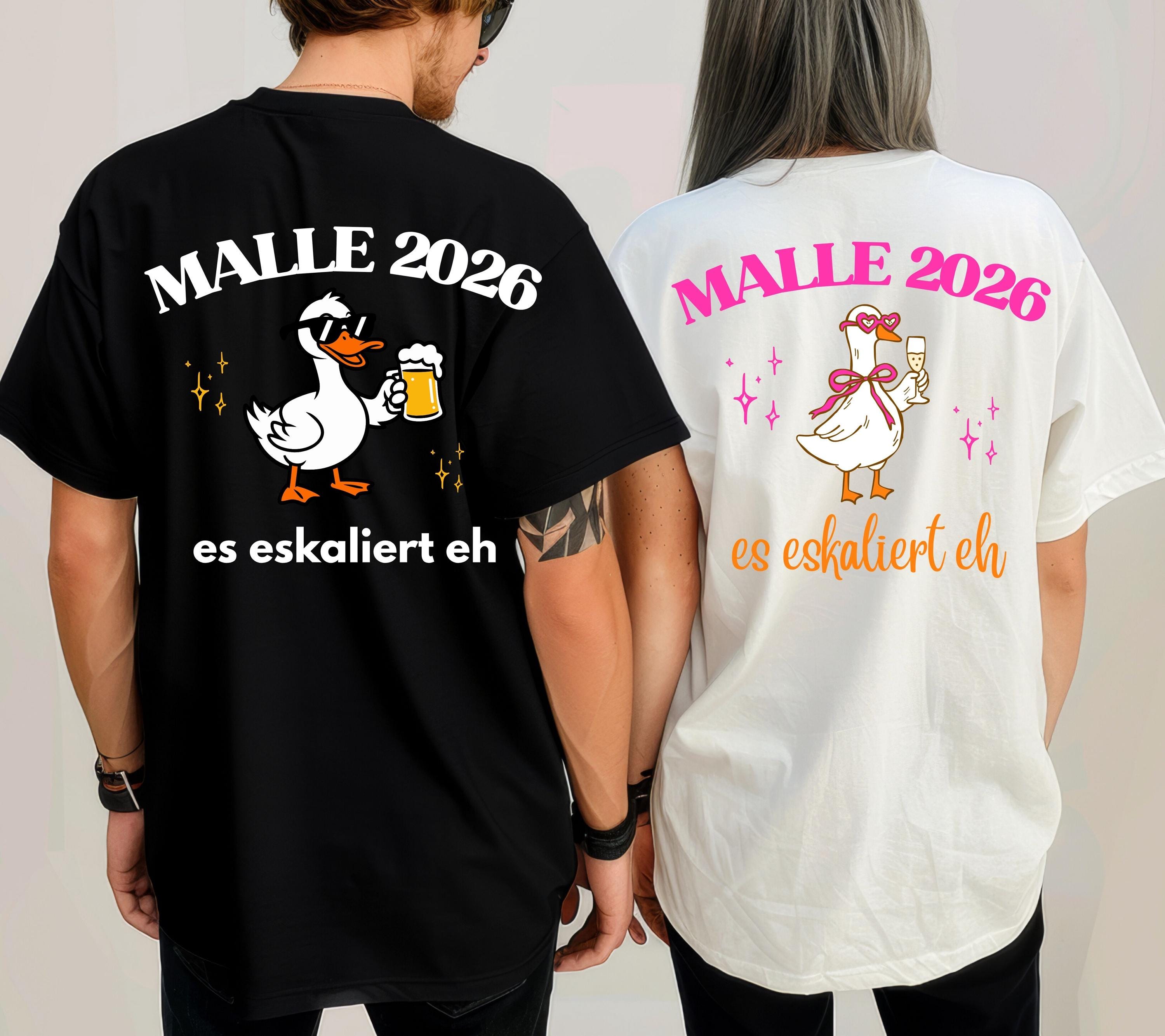 Malle Shirt, Ente, Malle 2026, Malle Shirts, es eskaliert eh, Mallorca T-Shirt, Bier Shirt, Gruppenshirt, lustige Shirts, Frauen, Männer