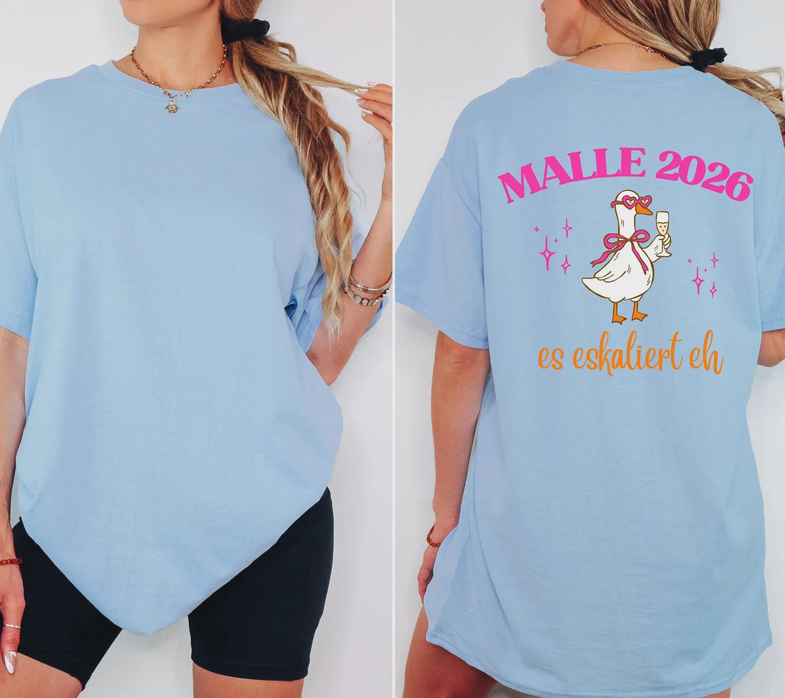 Malle Shirt, Ente, Malle 2026, Malle Shirts, es eskaliert eh, Mallorca T-Shirt, Bier Shirt, Gruppenshirt, lustige Shirts, Frauen, Männer