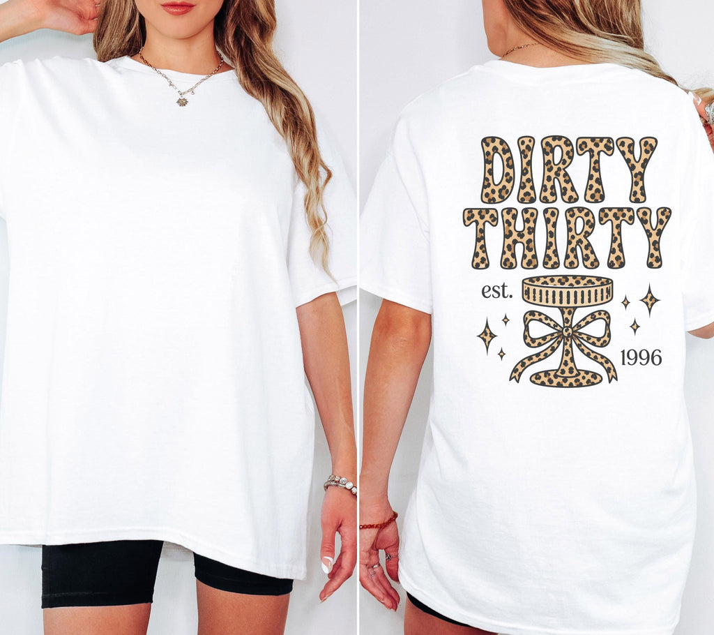 Geburtstagsshirt, Dirty Thirty Shirt, Leo Muster, est 1996, personalisiertes 30. Geburtstag Shirt, Geschenkidee Geburtstag dreißig, 30 Jahre