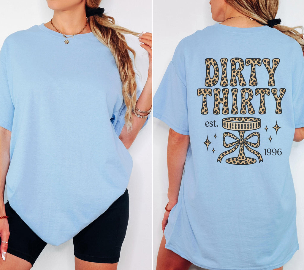 Geburtstagsshirt, Dirty Thirty Shirt, Leo Muster, est 1996, personalisiertes 30. Geburtstag Shirt, Geschenkidee Geburtstag dreißig, 30 Jahre