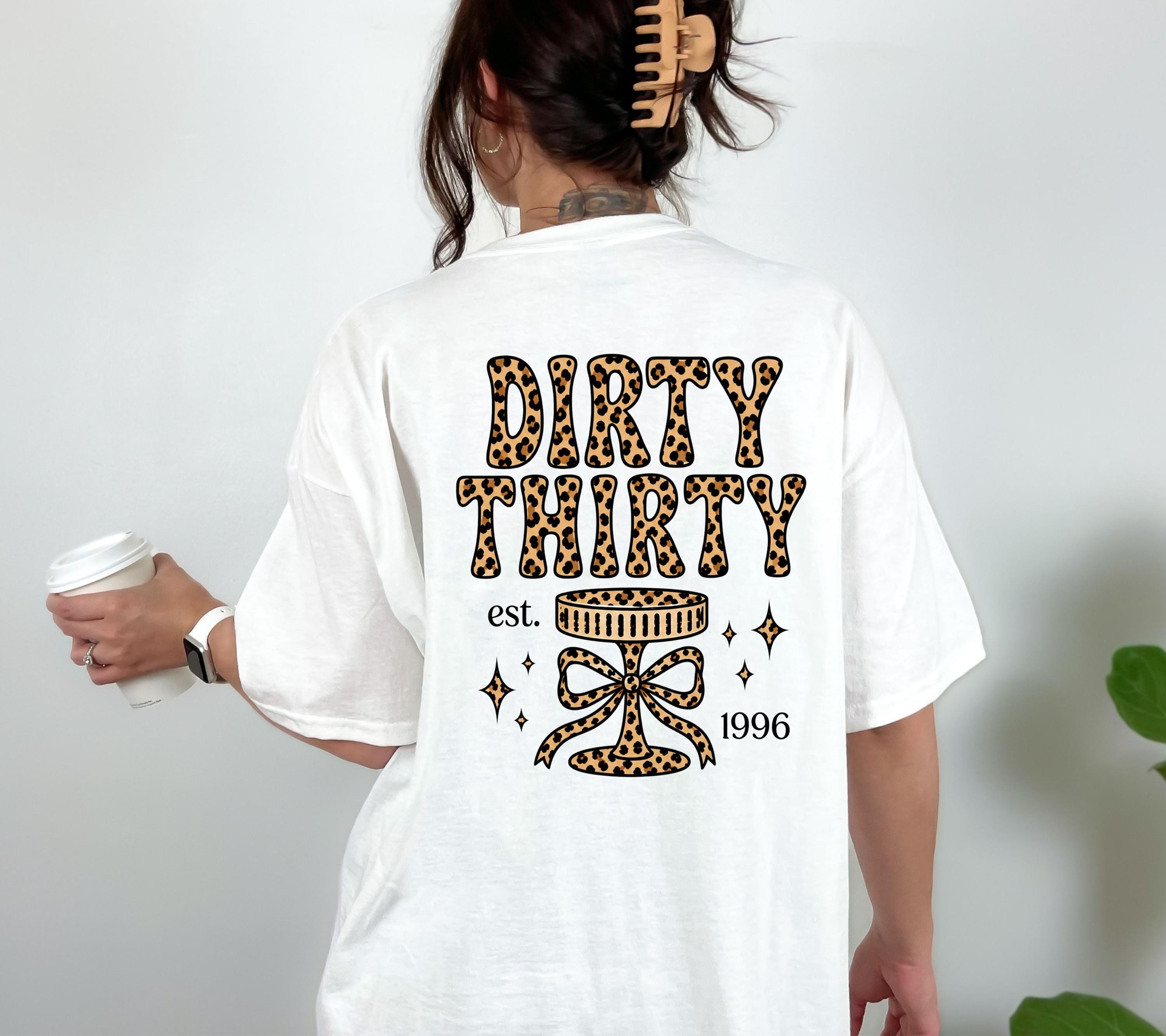Geburtstagsshirt, Dirty Thirty Shirt, Leo Muster, est 1996, personalisiertes 30. Geburtstag Shirt, Geschenkidee Geburtstag dreißig, 30 Jahre