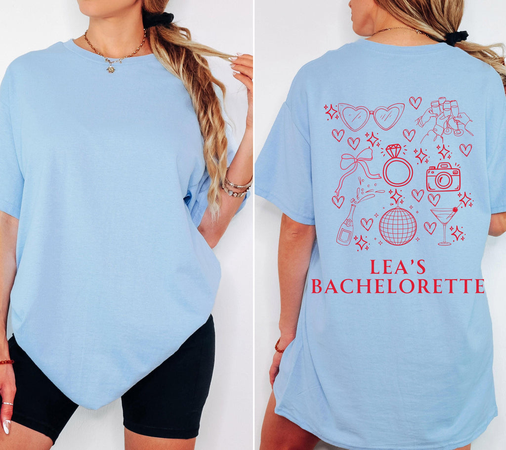 JGA T-Shirt, Junggesellinnenabschied Shirts, Braut T-Shirt, Backprint, Bride Shirt, JGA Frauen, Team Shirts, Hochzeit, JGA Shirt mit Namen