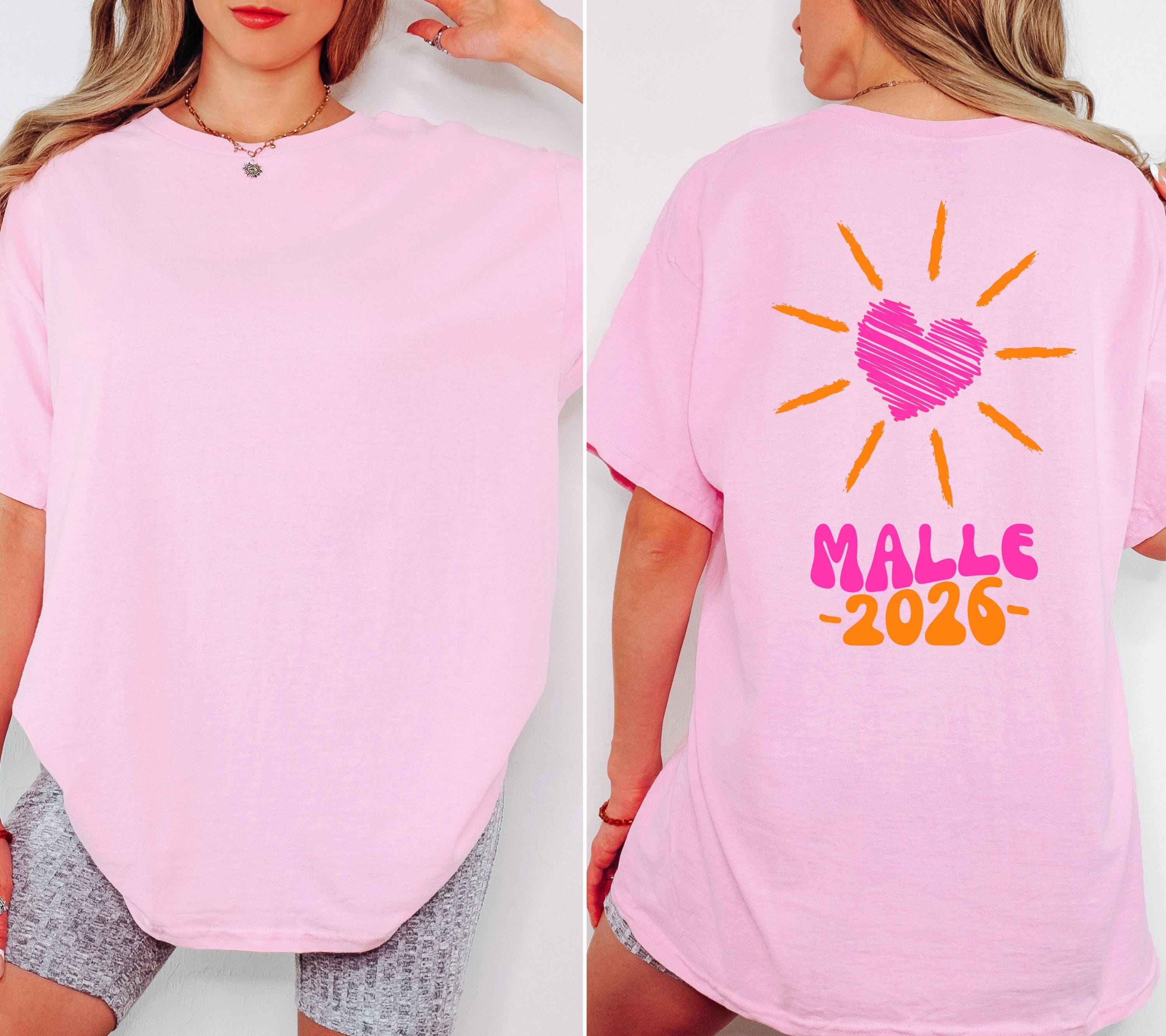 Malle Shirt, Malle 2026, Malle T Shirt, Mallorca Shirts, Bier Shirt, Sauf T Shirt, Gruppenshirt, Sommer, Sonne, Herz, Frauen, pink orange