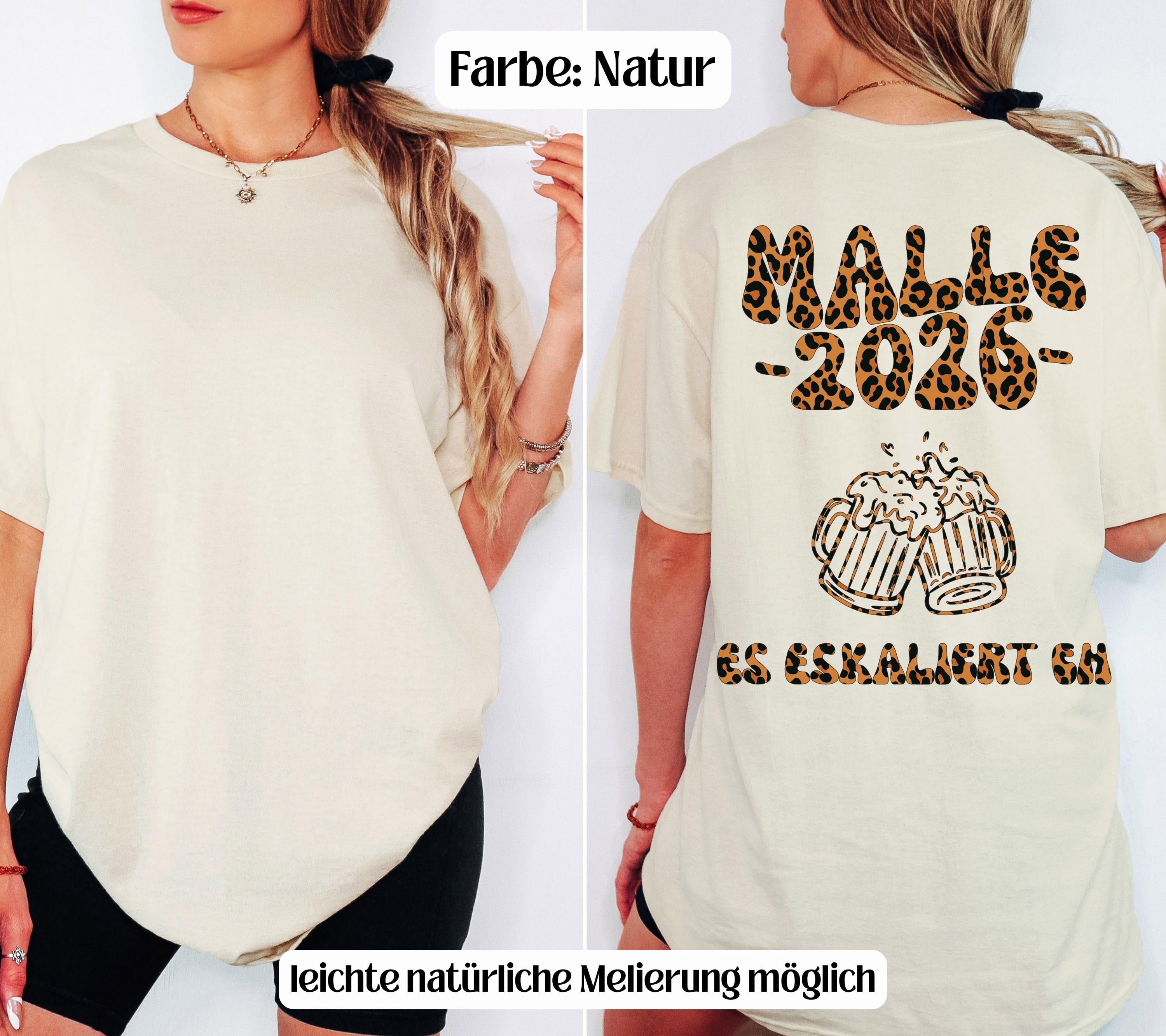 Malle Shirt Leo, es eskaliert eh, Backprint, Malle 2026, Malle T Shirt, Mallorca Shirts, Bier Shirt, Sauf T Shirt, Gruppenshirt, lustig