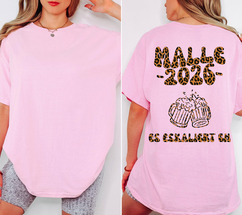 Malle Shirt Leo, es eskaliert eh, Backprint, Malle 2026, Malle T Shirt, Mallorca Shirts, Bier Shirt, Sauf T Shirt, Gruppenshirt, lustig