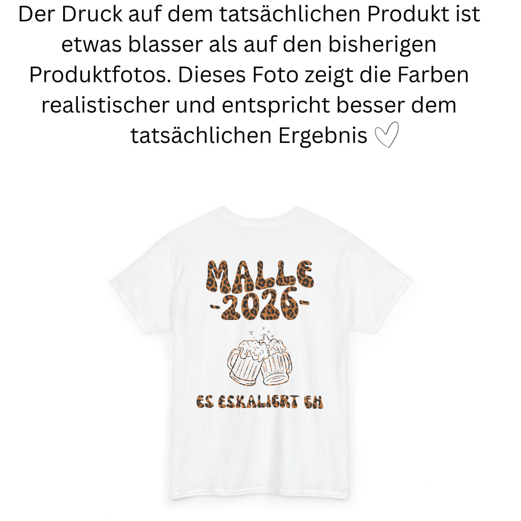 Malle Shirt Leo, es eskaliert eh, Backprint, Malle 2026, Malle T Shirt, Mallorca Shirts, Bier Shirt, Sauf T Shirt, Gruppenshirt, lustig