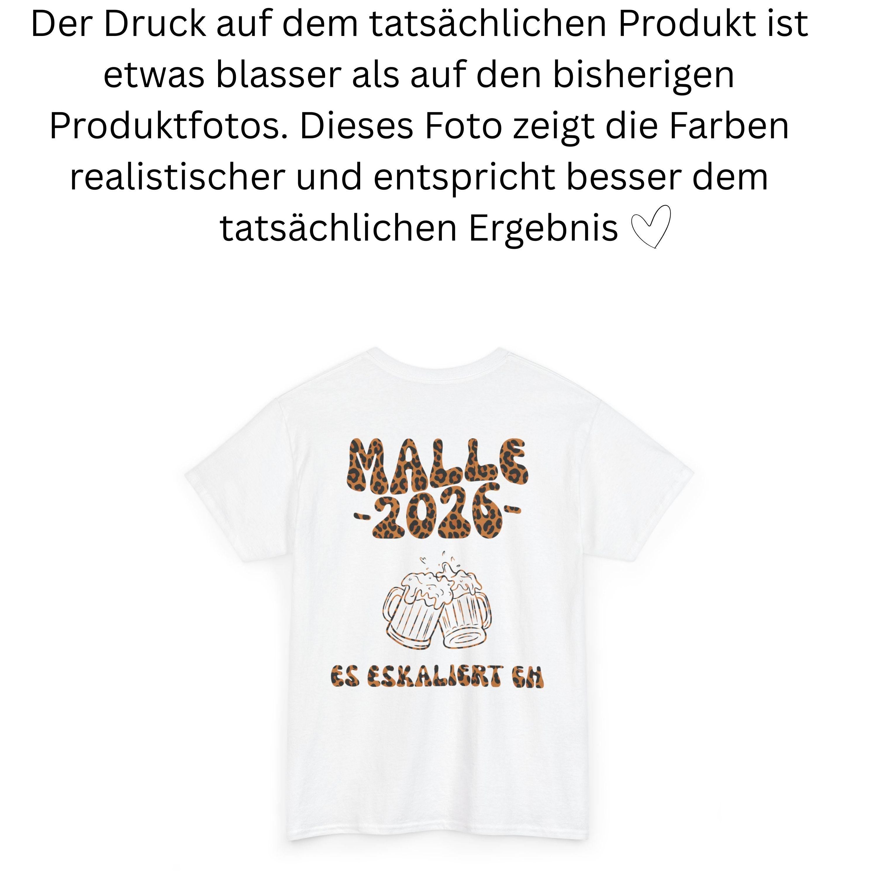 Malle Shirt Leo, es eskaliert eh, Backprint, Malle 2026, Malle T Shirt, Mallorca Shirts, Bier Shirt, Sauf T Shirt, Gruppenshirt, lustig