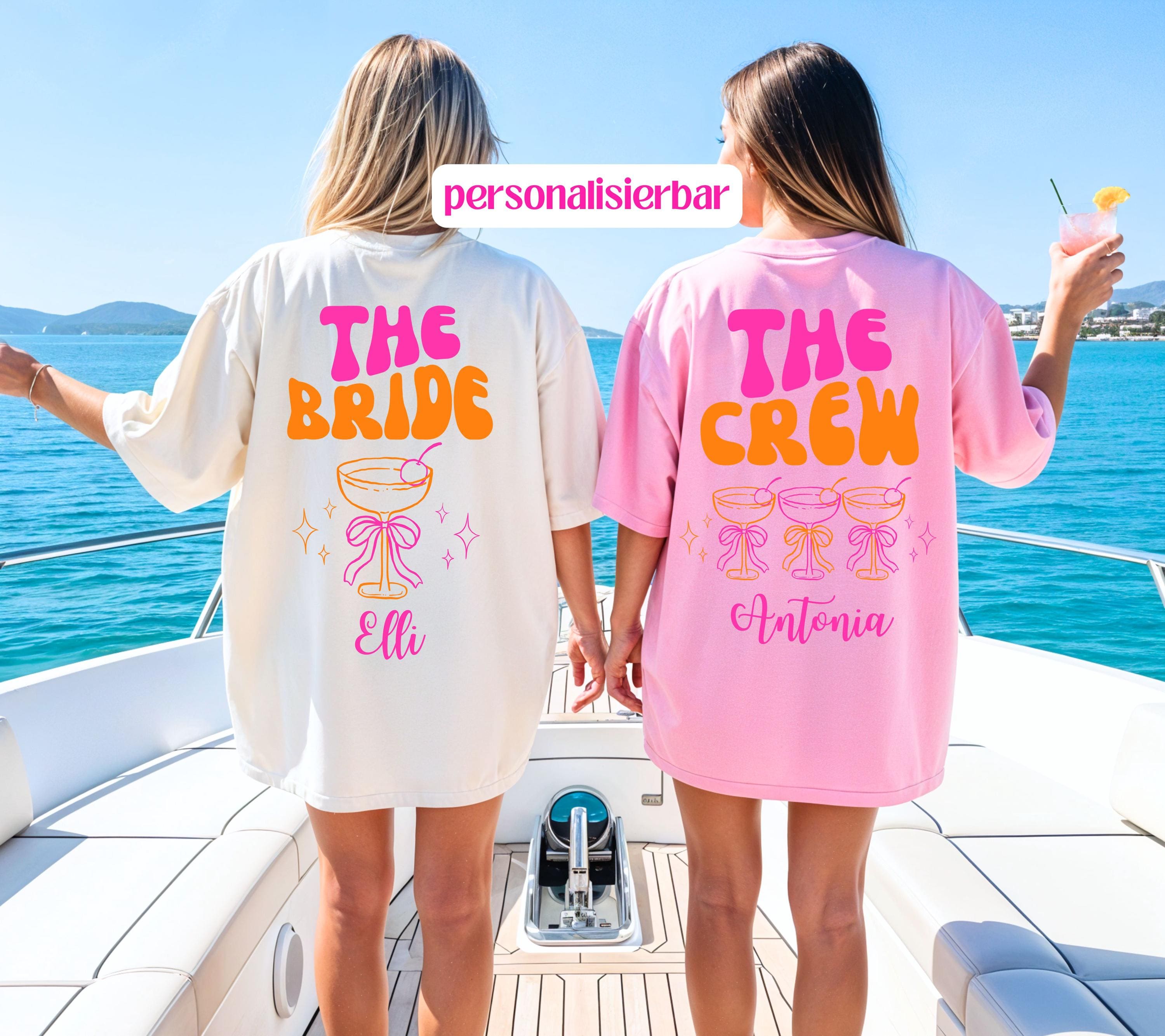 JGA T Shirt Personalisierbar, Junggesellinnenabschied Shirts, Backprint, Team, Braut Shirt mit Name, JGA Frauen, Gruppen T Shirt, Hochzeit