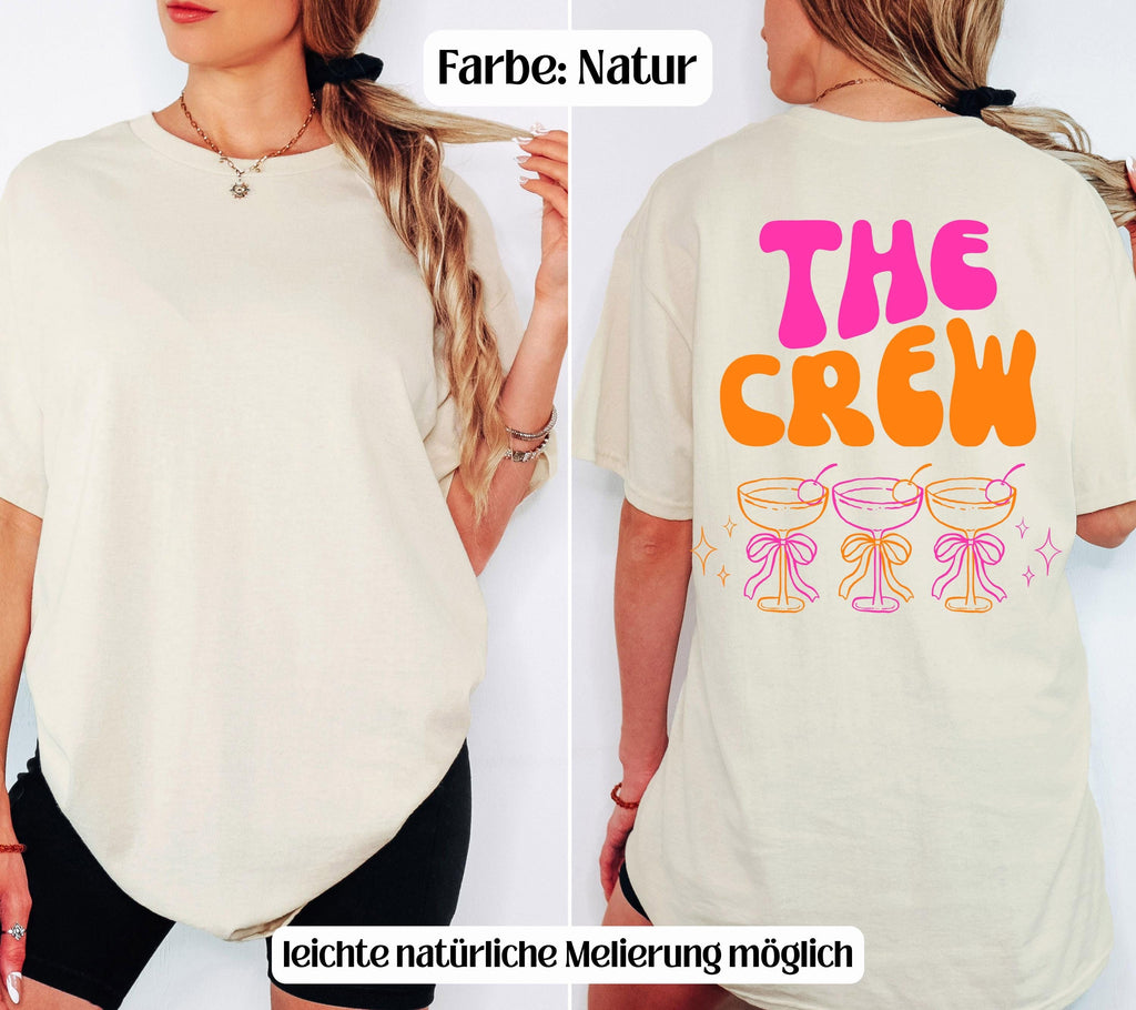 JGA T-Shirt Backprint, Junggesellenenabschied Shirts, JGA pink orange, Bride, Team, Braut Shirt mit Name, JGA Frauen, Gruppen Shirt Hochzeit