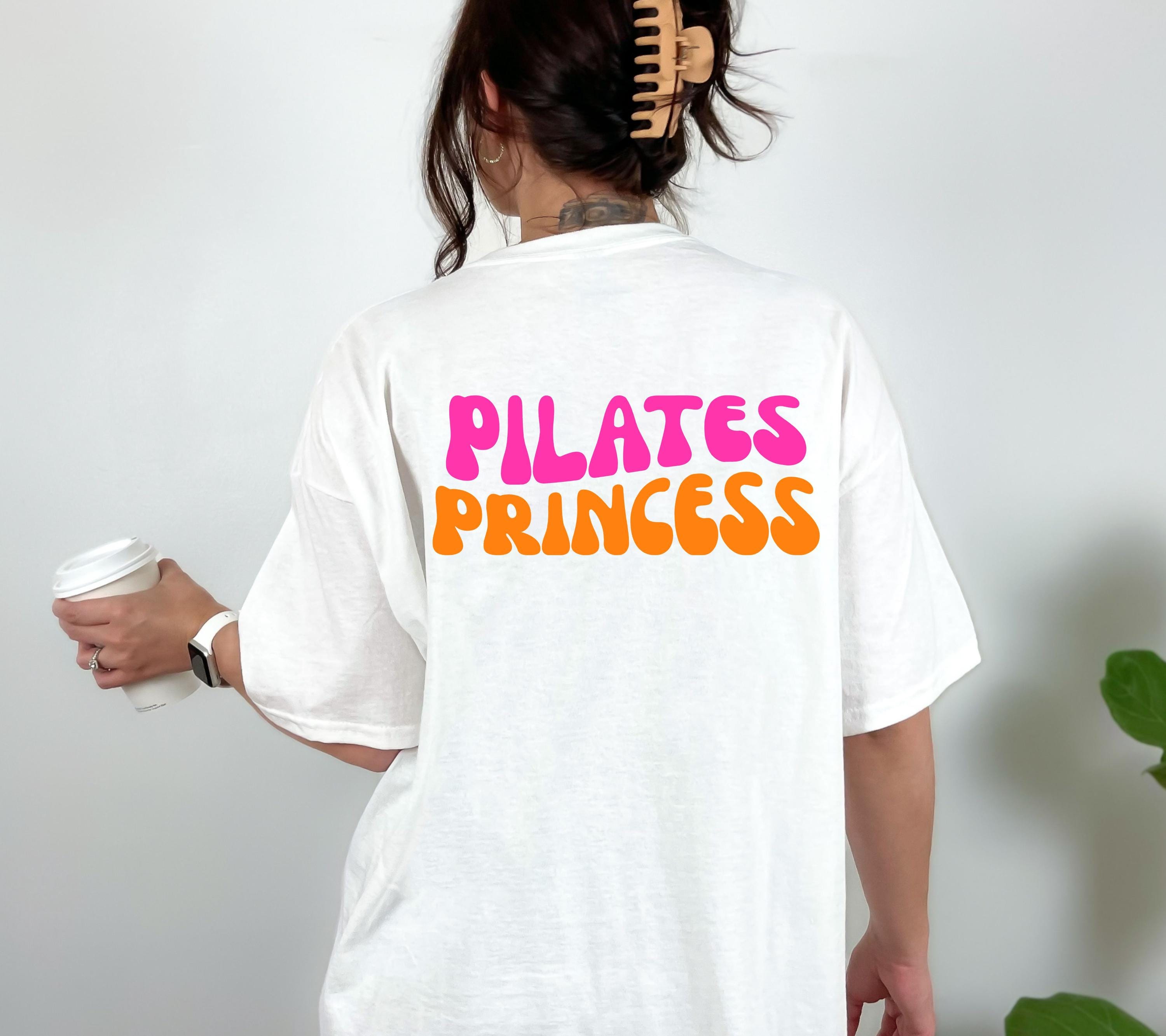 Pilates Shirt, Pilates Princess, T-Shirt pink orange Damen, Funny Pilates Shirt, Geschenk, Geschenkidee Freundin, Reformer, cute, Club, rosa