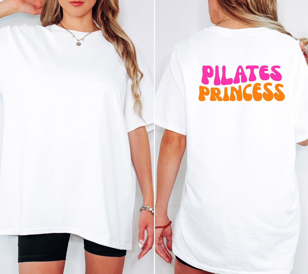 Pilates Shirt, Pilates Princess, T-Shirt pink orange Damen, Funny Pilates Shirt, Geschenk, Geschenkidee Freundin, Reformer, cute, Club, rosa
