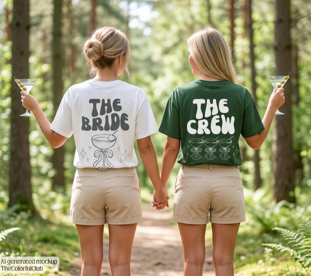 JGA Shirt Backprint, Junggesellinnenabschied Shirts, JGA Shirts grün, Bride, Team, Braut T-Shirt, JGA Frauen, Gruppenshirt, Camping, Natur