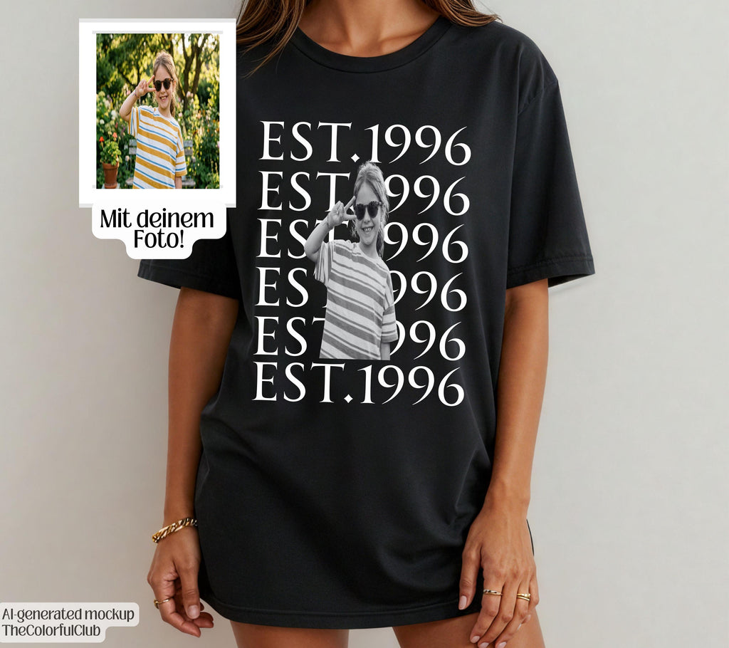 Kinderfoto Shirt Personalisiert | T-Shirt mit eigenem Foto | Geschenk zum Geburtstag Frau | Foto Shirt Damen | Erinnerungsgeschenk Freundin