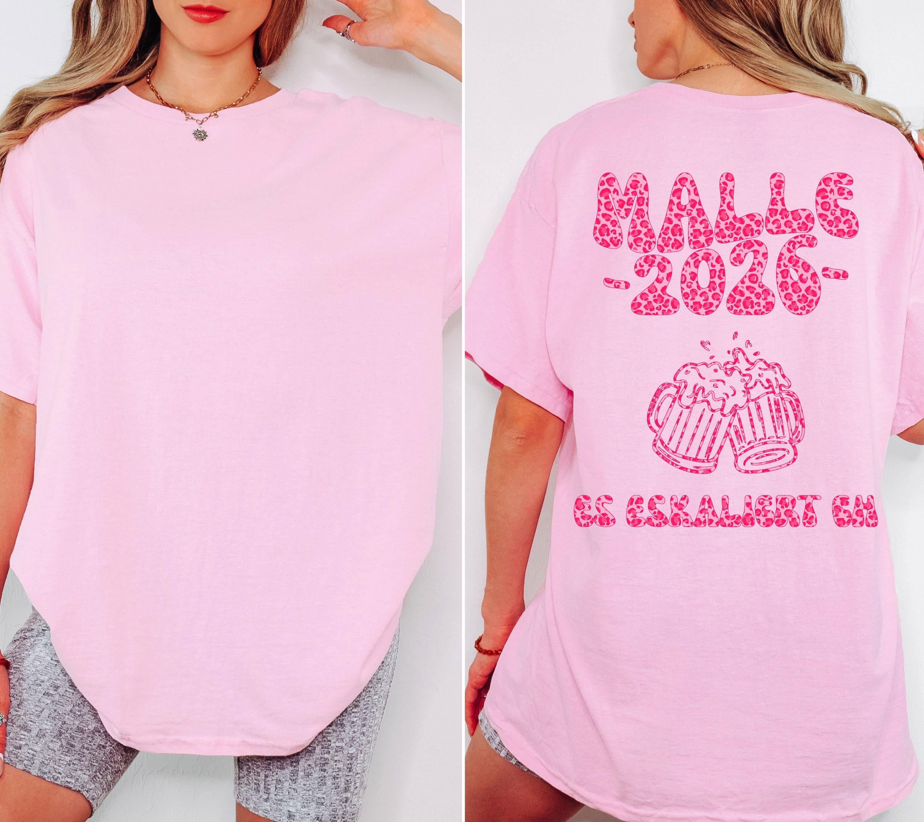 Malle Shirt Leo, es eskaliert eh, Backprint, Malle 2026, Malle T Shirt pink, Mallorca Shirts, Bier Shirt, Sauf T Shirt, Gruppenshirt, lustig