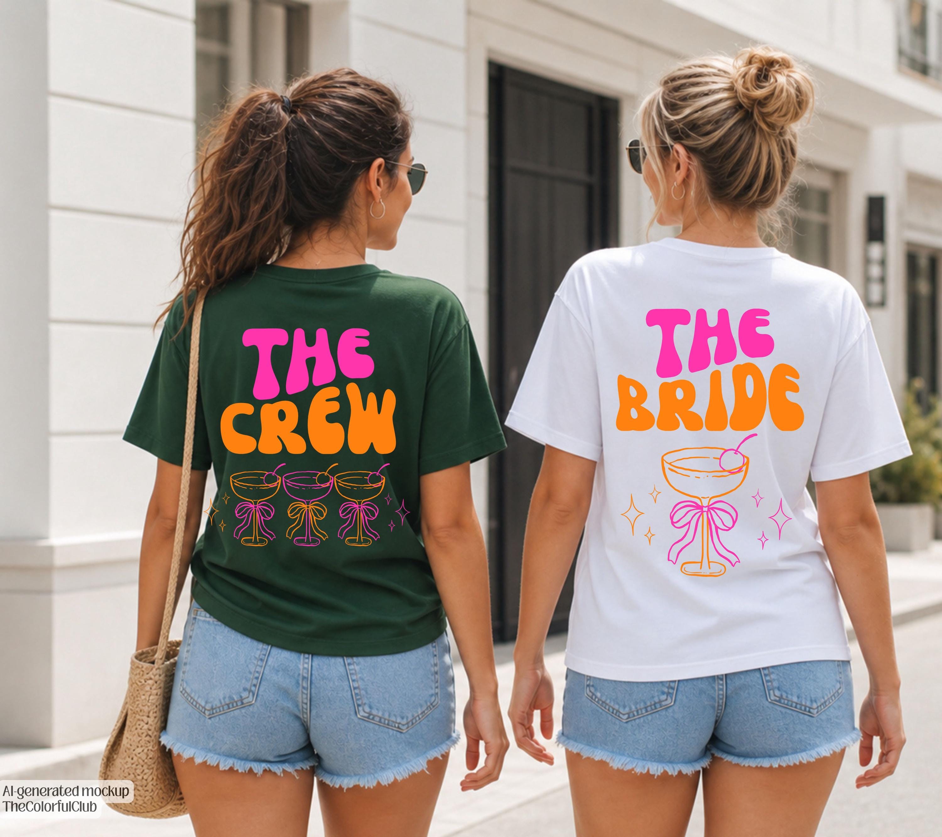 JGA T-Shirt, Junggesellinnenabschied Shirts, JGA pink orange, Backprint, Team, Braut Shirt, JGA Frauen, Gruppenshirt , grün, Hochzeit, Bride