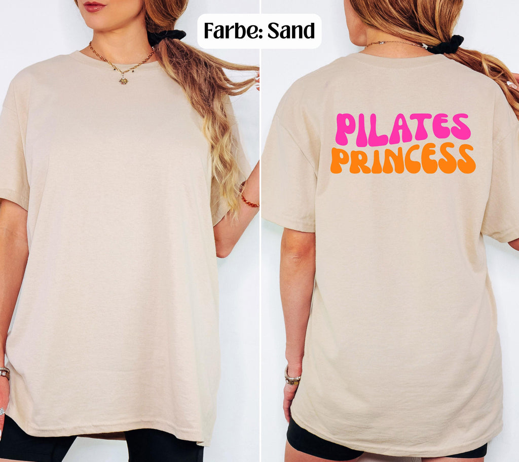 Pilates Shirt, Pilates Princess, T-Shirt pink orange Damen, Funny Pilates Shirt, Geschenk, Geschenkidee Freundin, Reformer, cute, Club, rosa