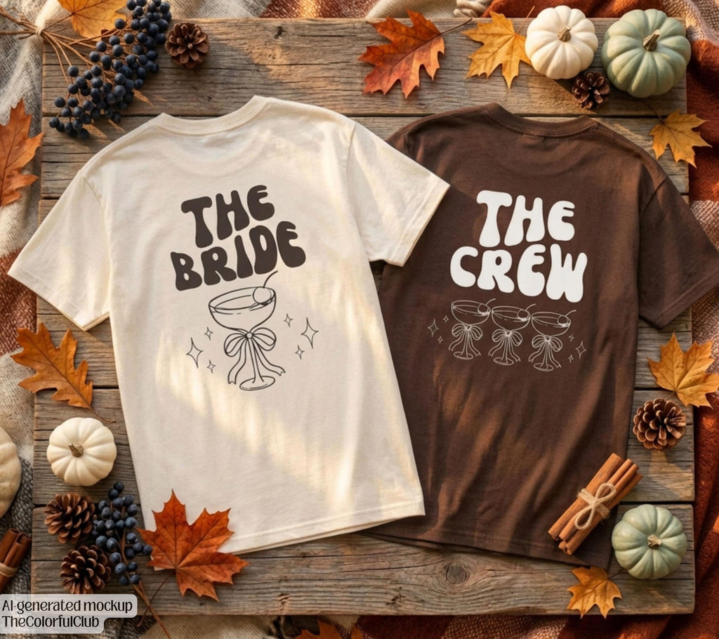 JGA Shirt Backprint, Junggesellinnenabschied Shirts, JGA Shirts braun, Bride, Team, Braut T-Shirt, JGA Frauen, Gruppenshirt, Herbst, dunkel