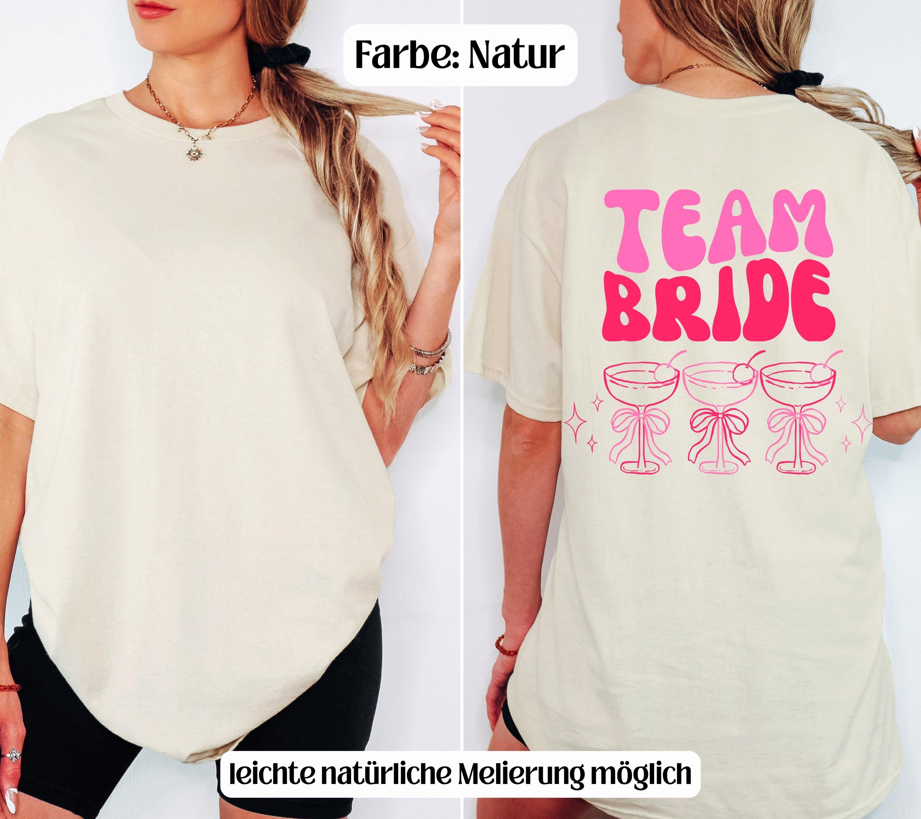 JGA T Shirt Backprint, Junggesellenenabschied Shirts, JGA pink orange, Bride, Team, Braut Shirt mit Name, JGA Frauen, Gruppen Shirt Hochzeit