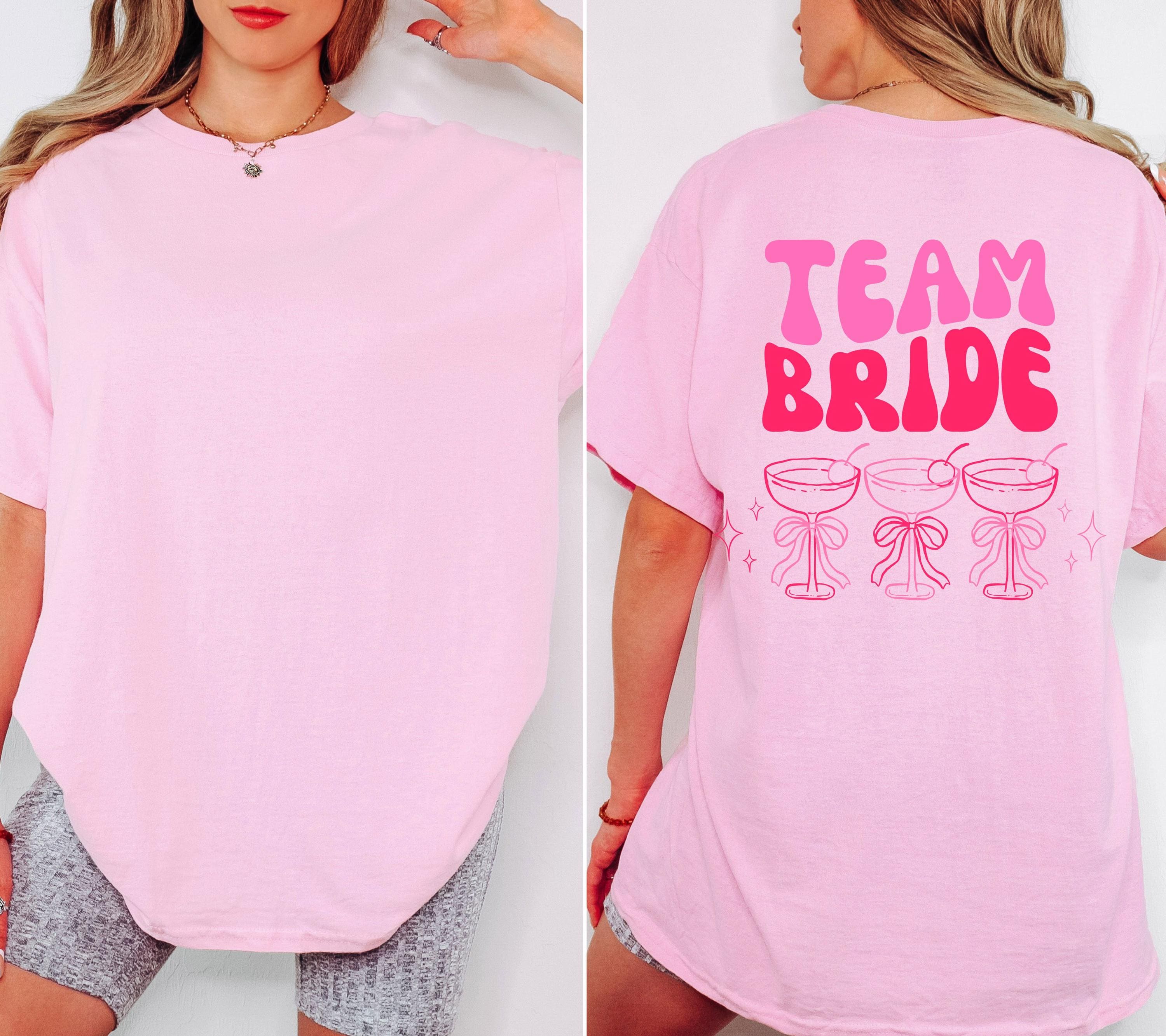 JGA T Shirt Backprint, Junggesellenenabschied Shirts, JGA pink orange, Bride, Team, Braut Shirt mit Name, JGA Frauen, Gruppen Shirt Hochzeit
