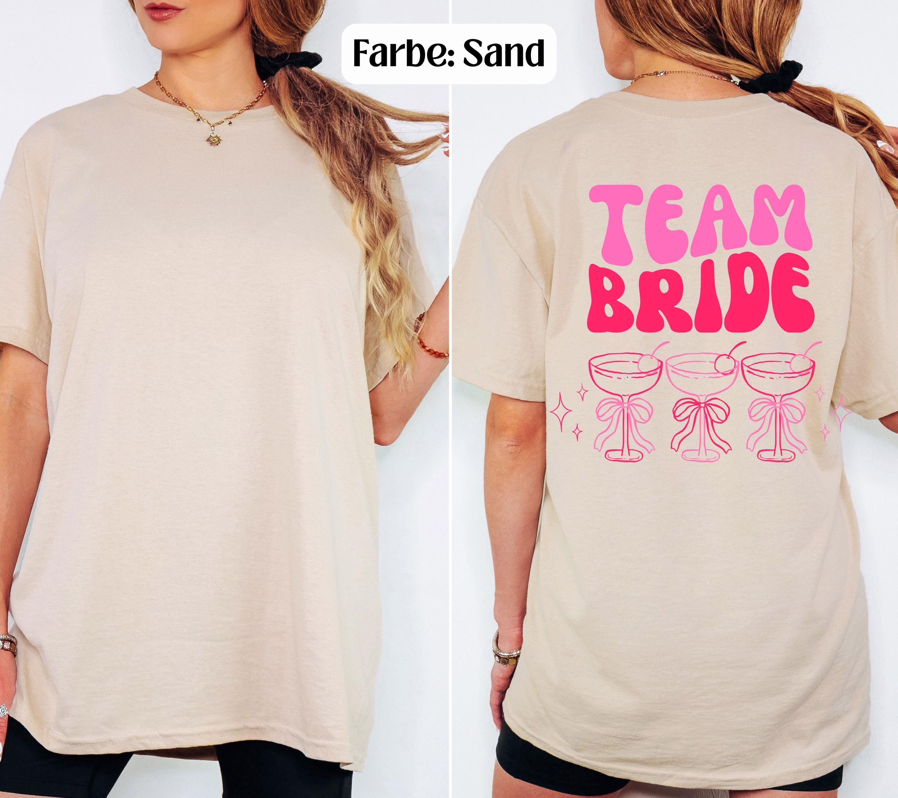 JGA T Shirt Backprint, Junggesellenenabschied Shirts, JGA pink orange, Bride, Team, Braut Shirt mit Name, JGA Frauen, Gruppen Shirt Hochzeit