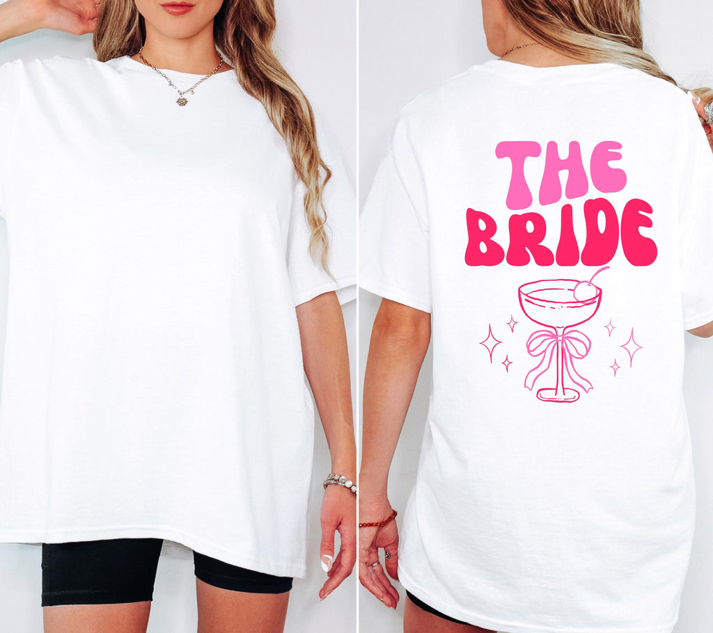 JGA T Shirt Backprint, Junggesellenenabschied Shirts, JGA pink orange, Bride, Team, Braut Shirt mit Name, JGA Frauen, Gruppen Shirt Hochzeit